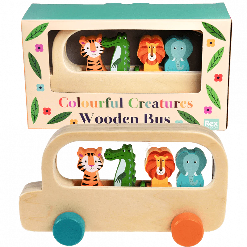 Colourful Creatures Toy Wooden Bus