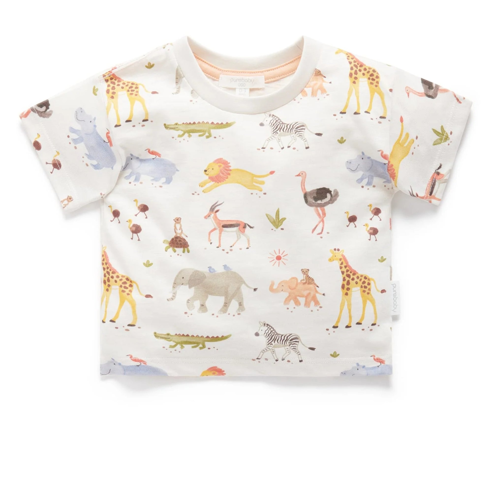 Purebaby Savanna Friends Tee - Migrating Animals Print