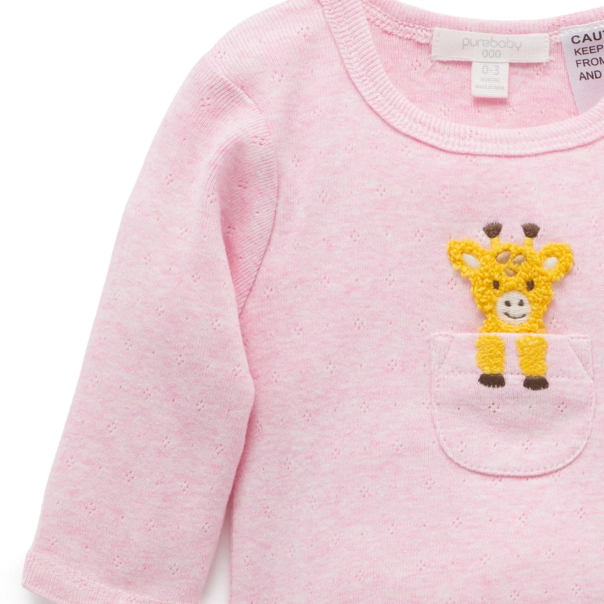 Purebaby Giraffe Peekaboo Bodysuit - Tourmaline Melagne
