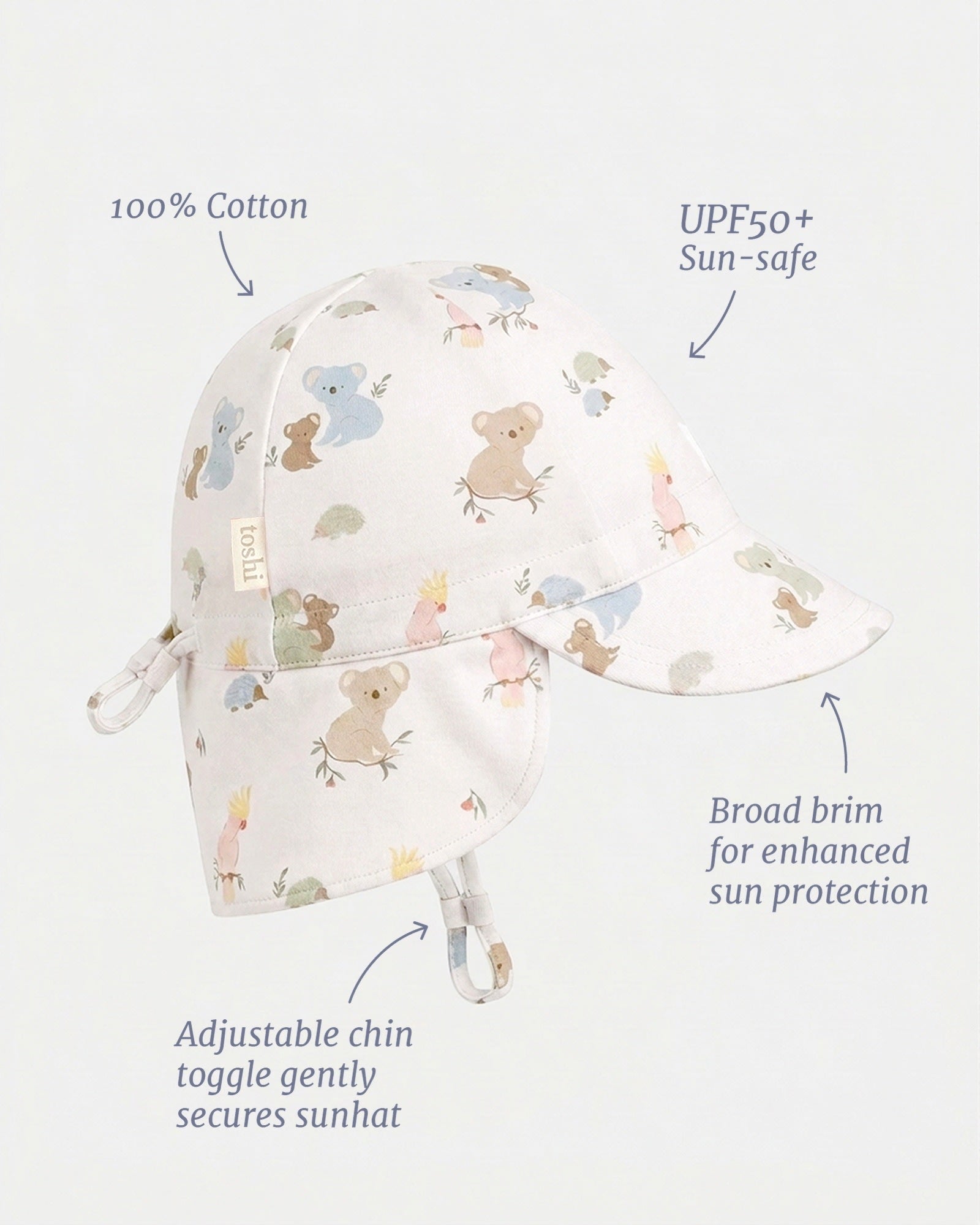 Flap Cap Arcadia Gumnut Babies Cloud