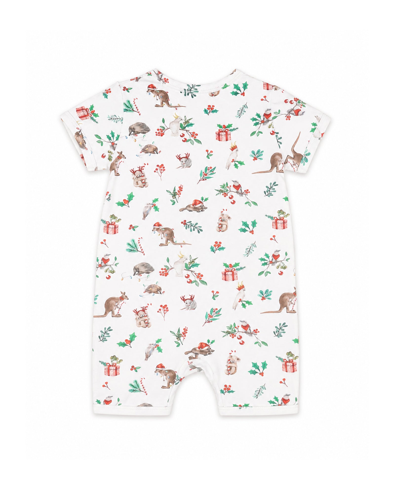 Festive Print Ss Zip Romper