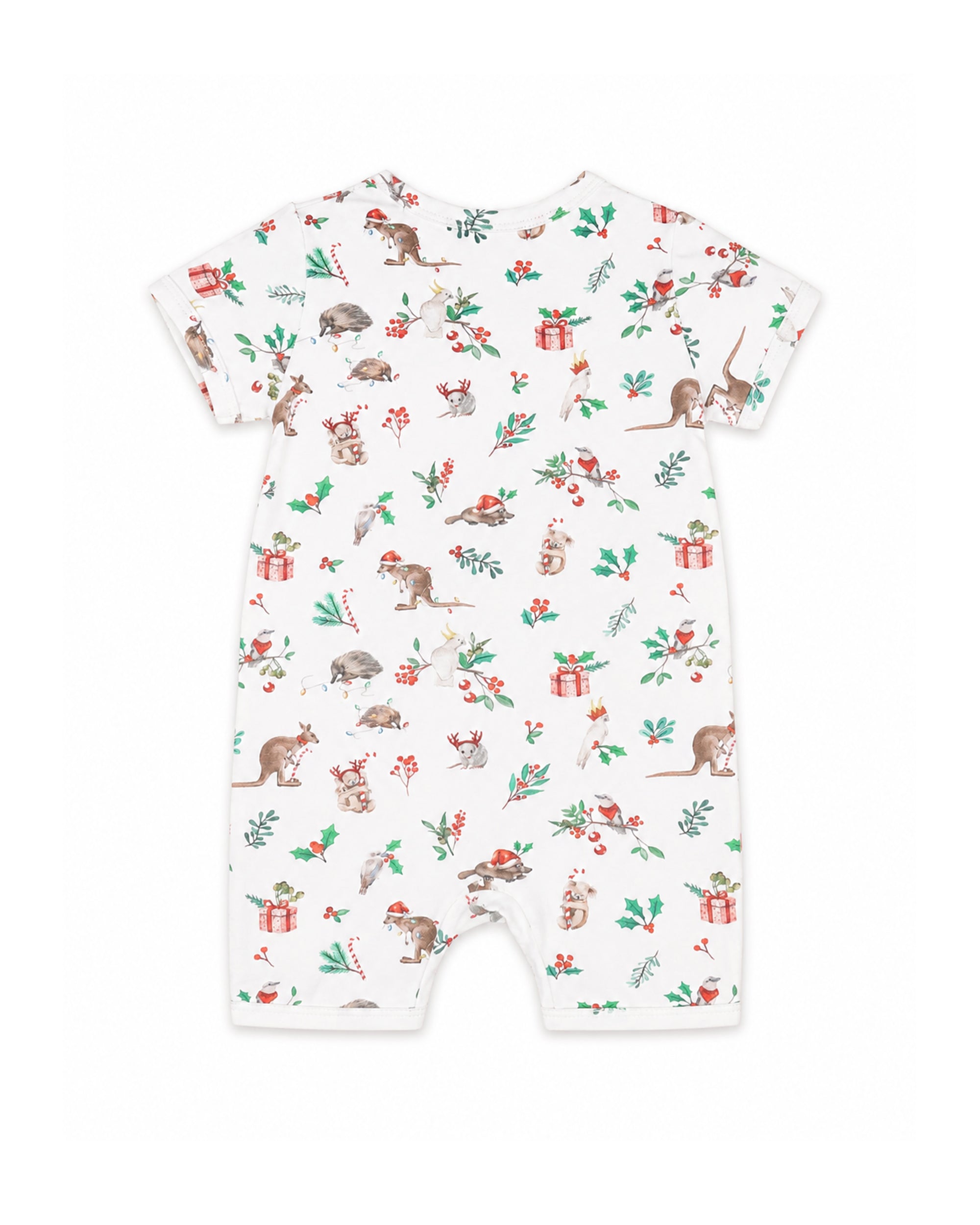 Festive Print Ss Zip Romper
