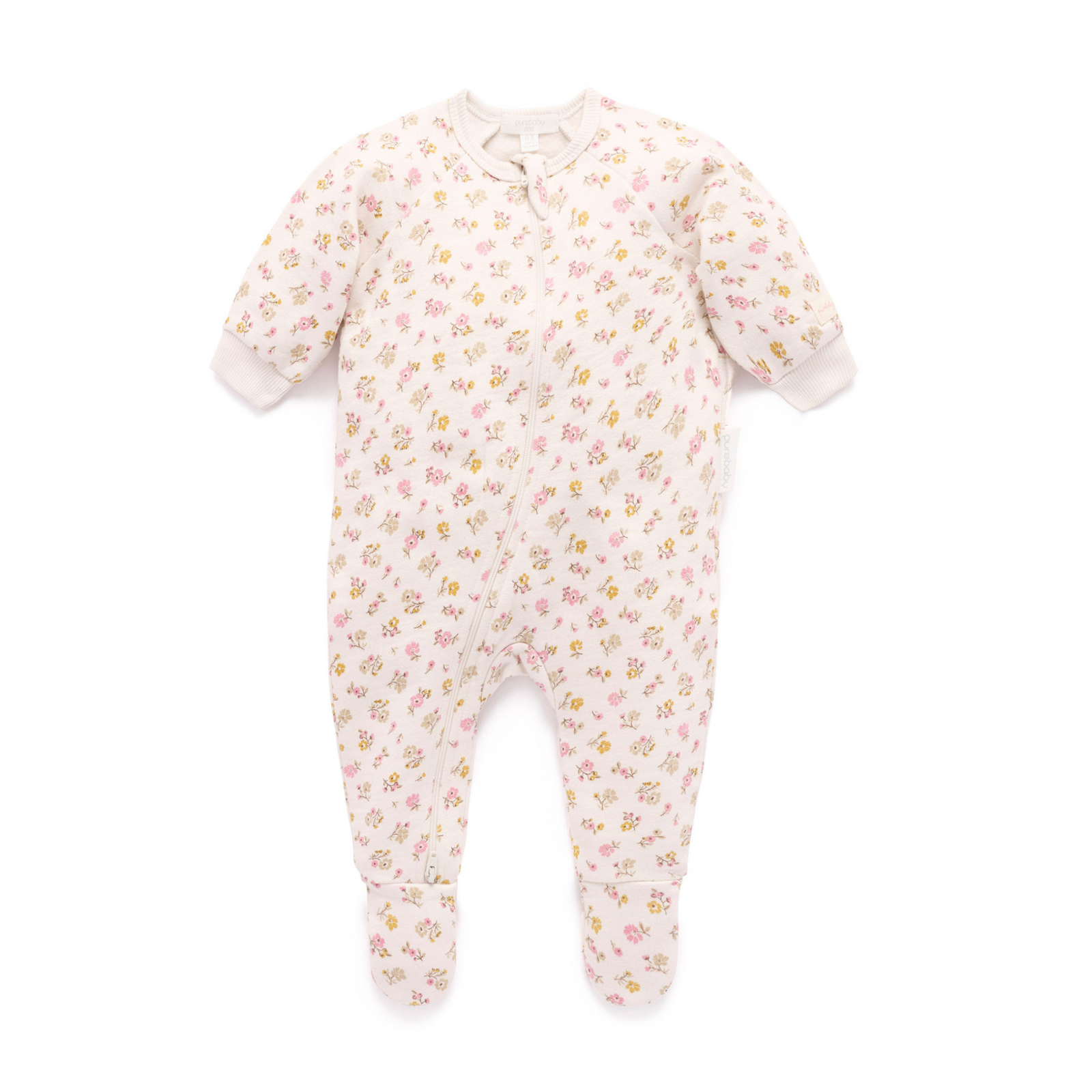 Purebaby Floral Fleece Zip Growsuit