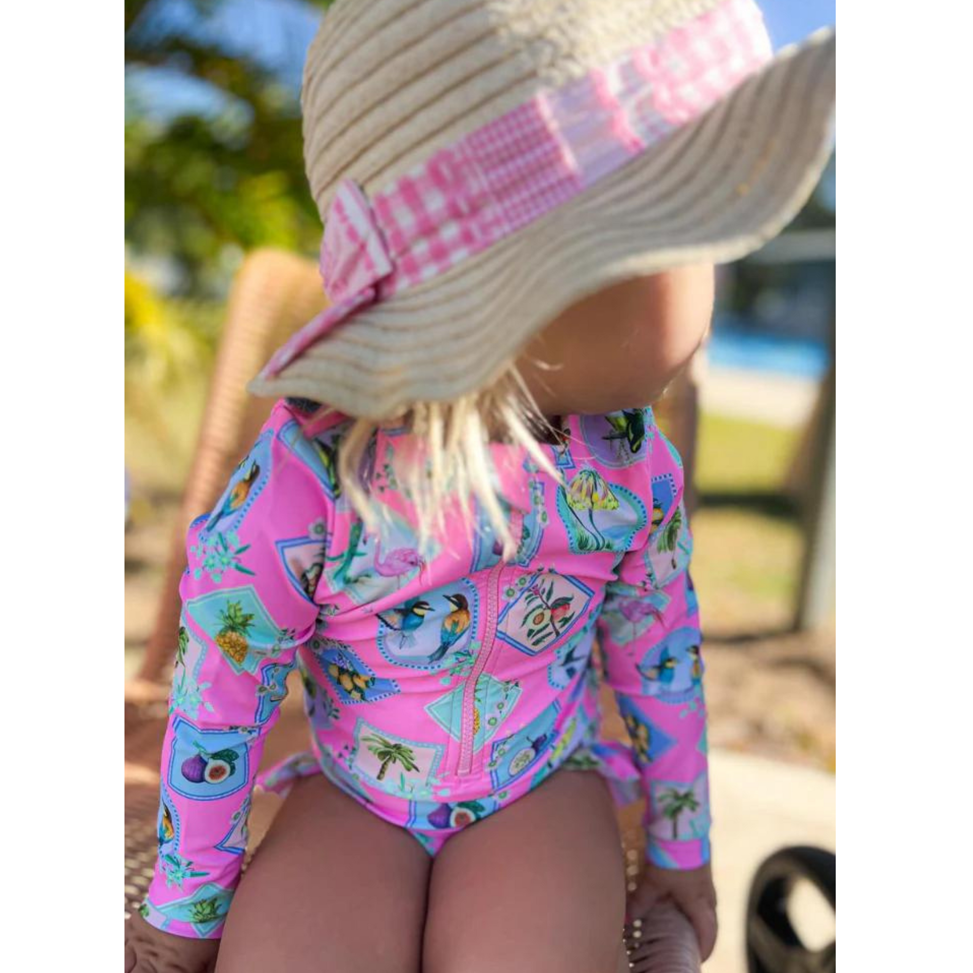 Milky Pink Resort Long Sleeve Swimsuit