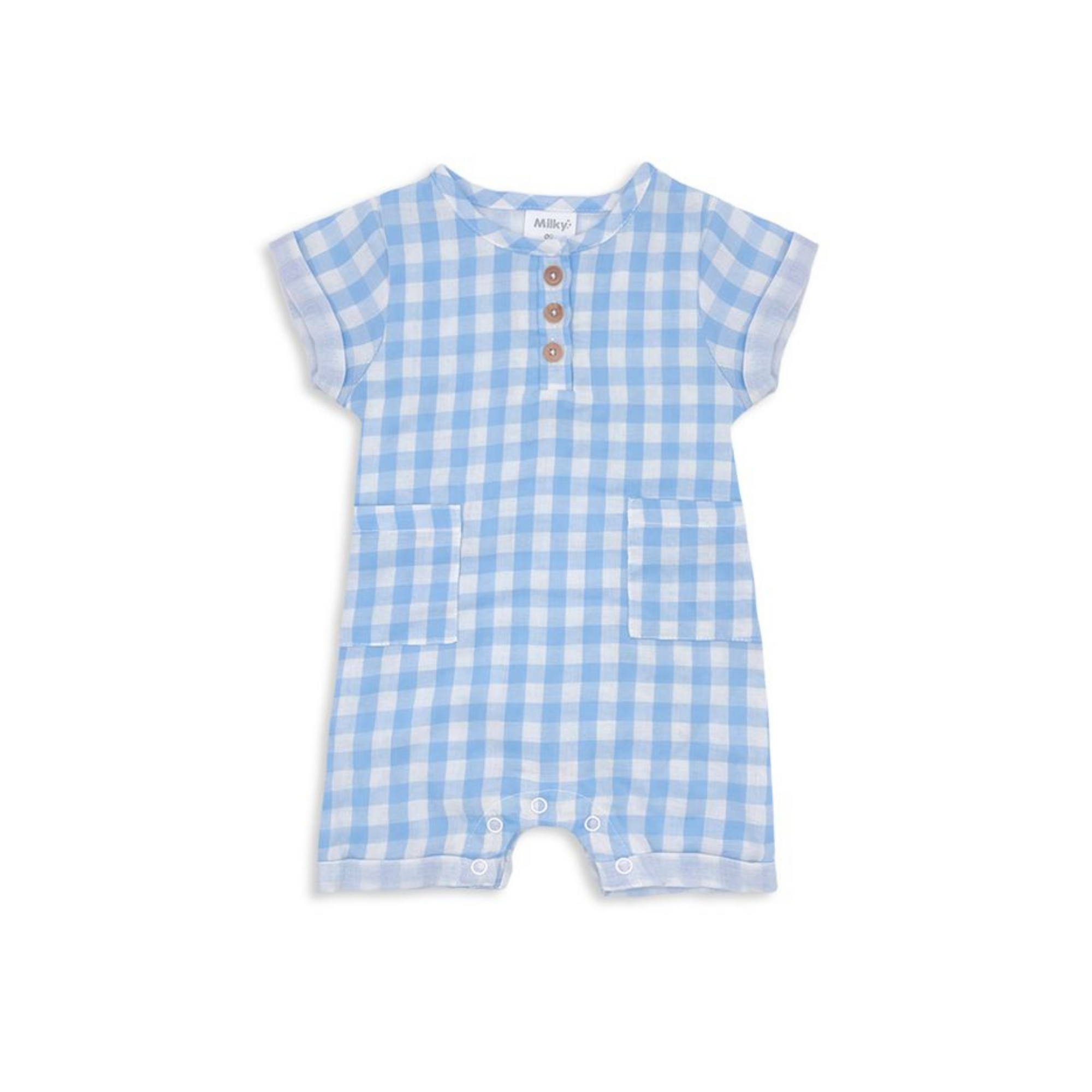 Milky Blue Check Romper