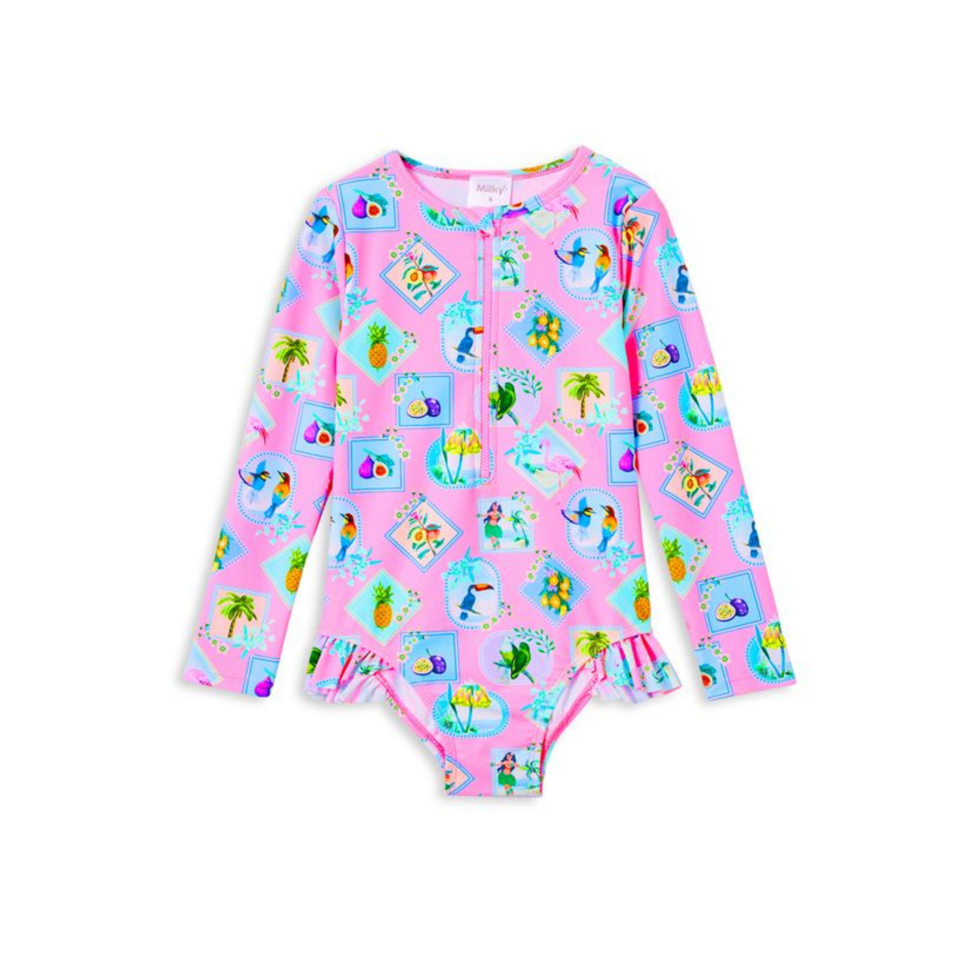 Milky Pink Resort Long Sleeve Swimsuit