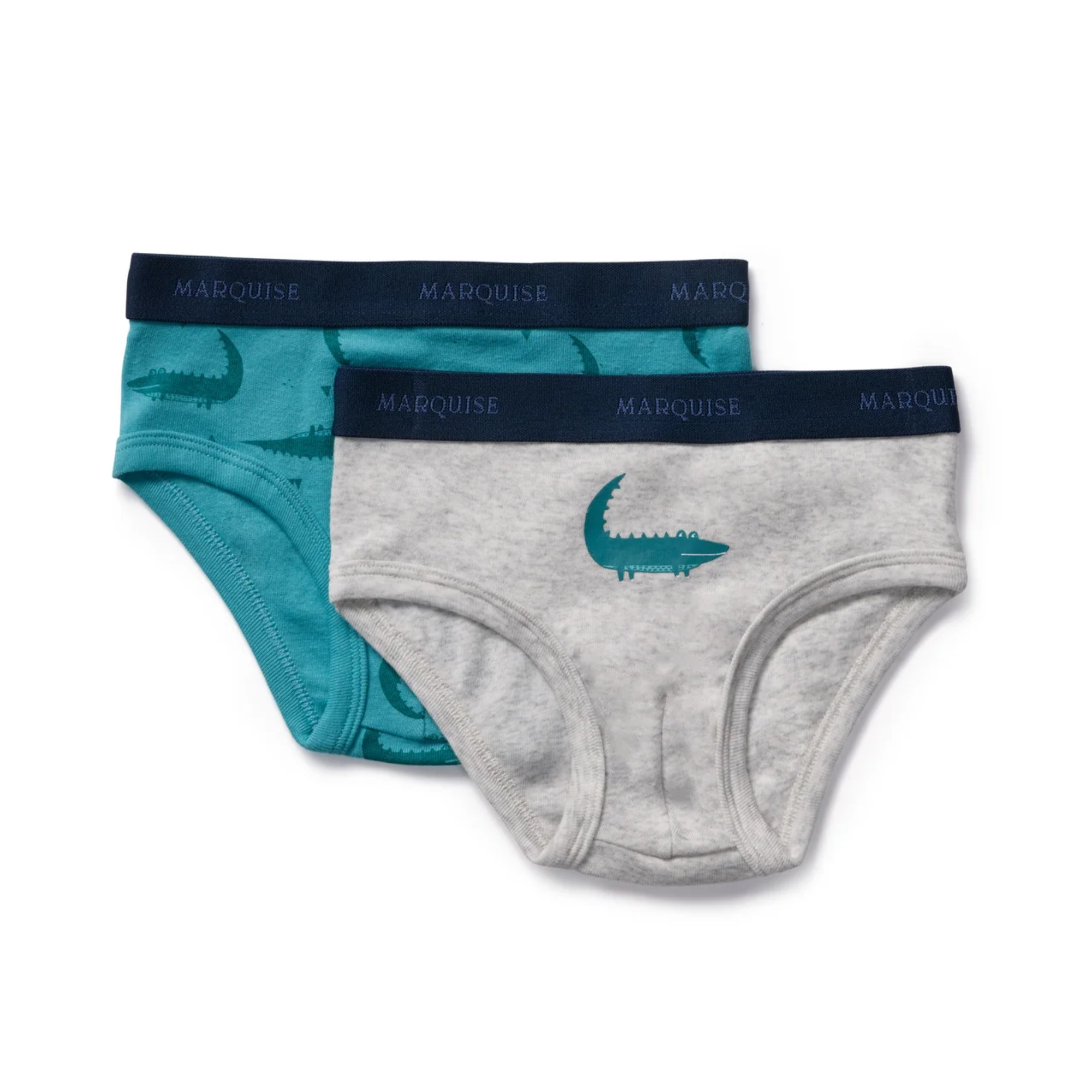 Marquise Boys Crocodile 2 Pack Underwear - Grey/Green