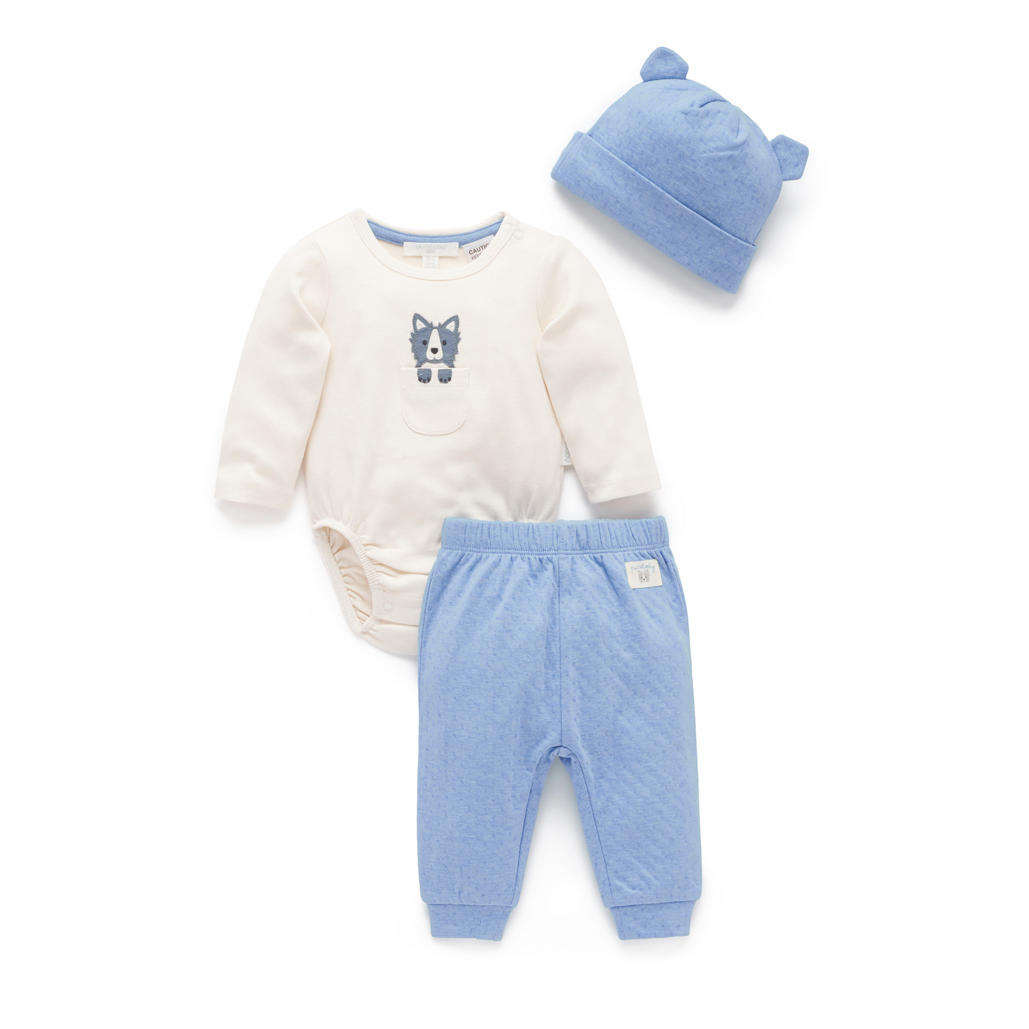 Purebaby 3 Piece Gift Set - Bluestone Melange