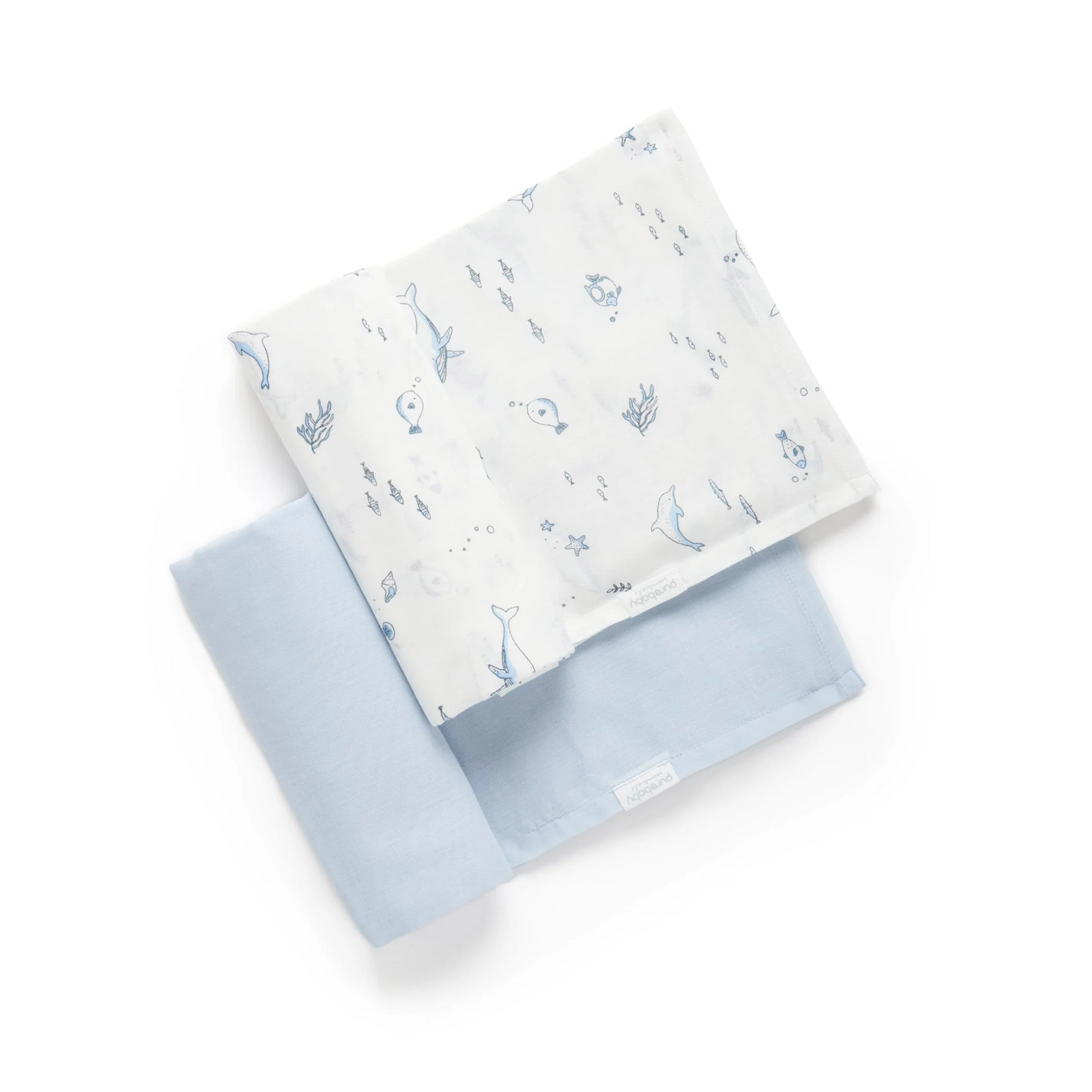 2 Pack Muslin Wrap - Pale Blue Nautical