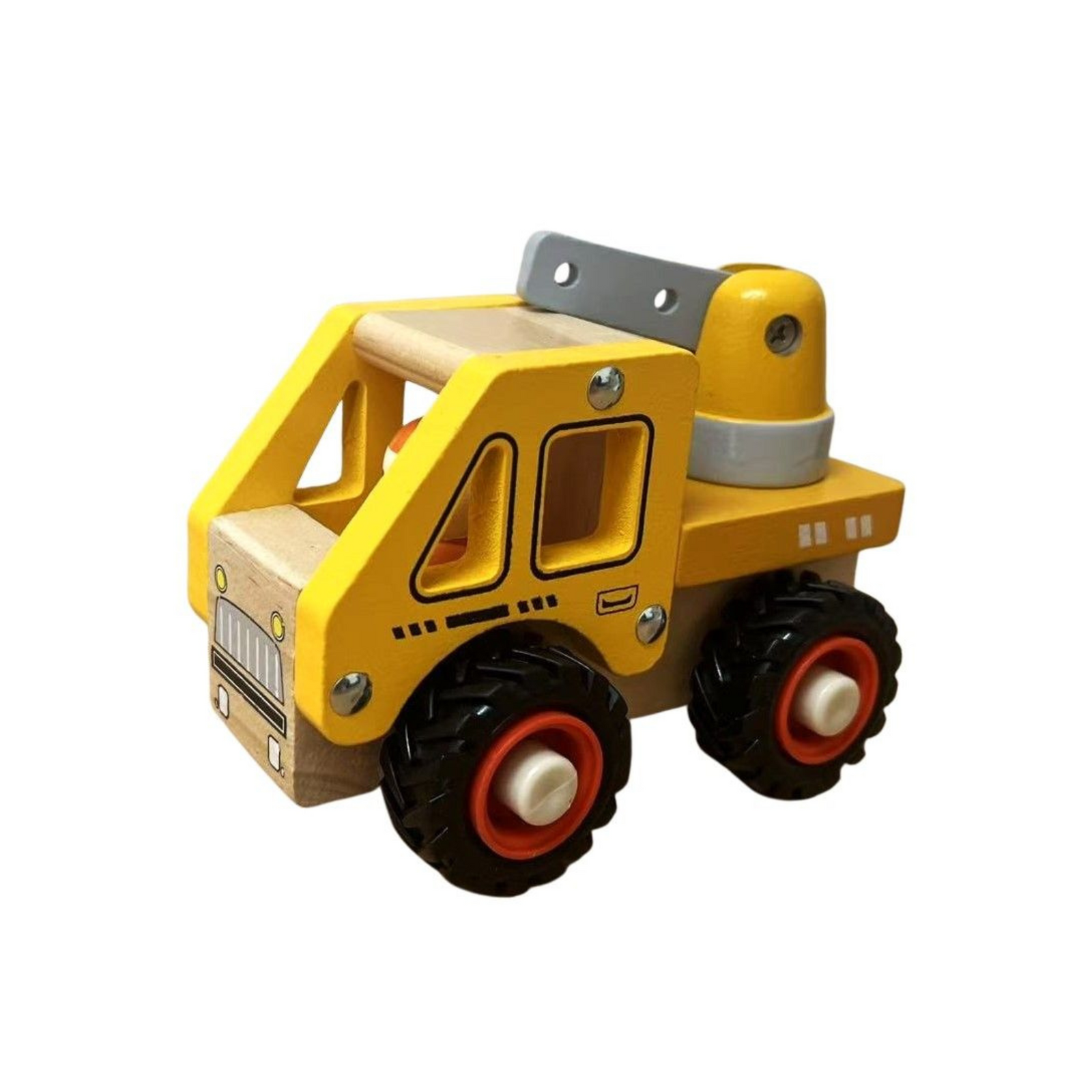 Wooden Toy Crane - Yellow