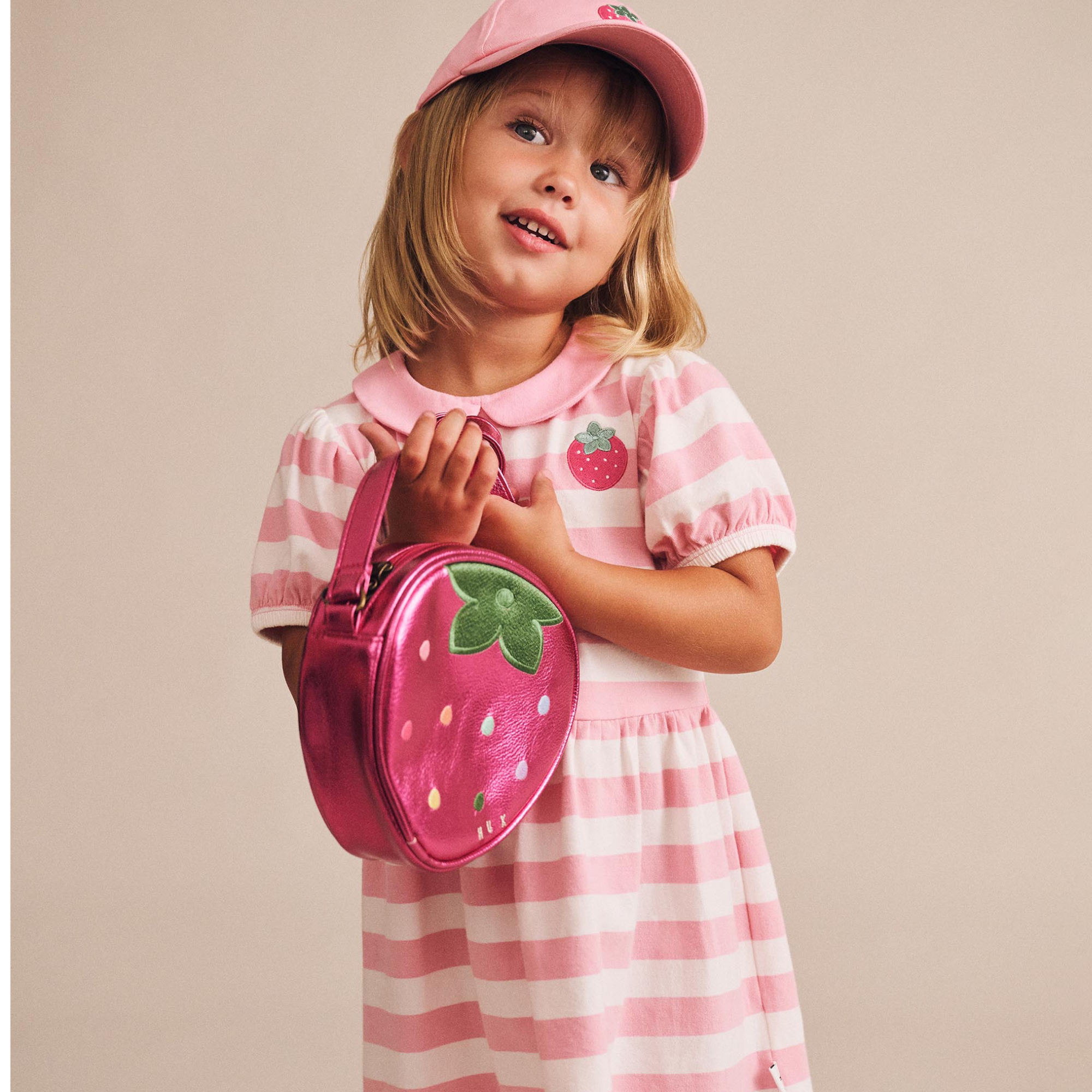 Huxbaby - Strawberry Stripe Puff Sleeve Dress