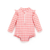 Purbaby Pomegranate Gingham Frilly Long Sleeve Swimsuit