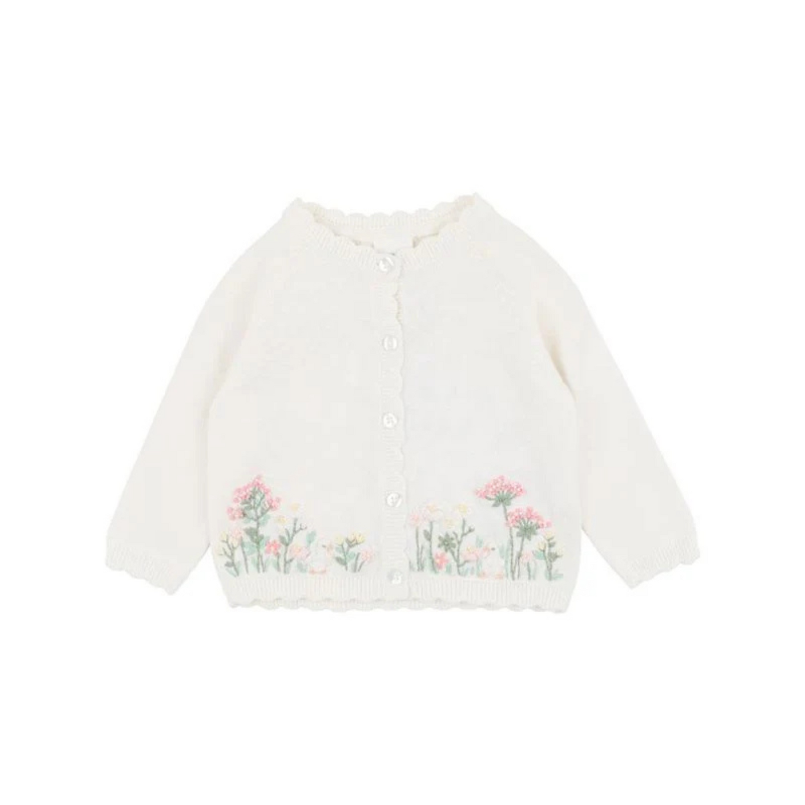 Bebe Bonnie Organic Hand Embroidered Cardigan - Cloud