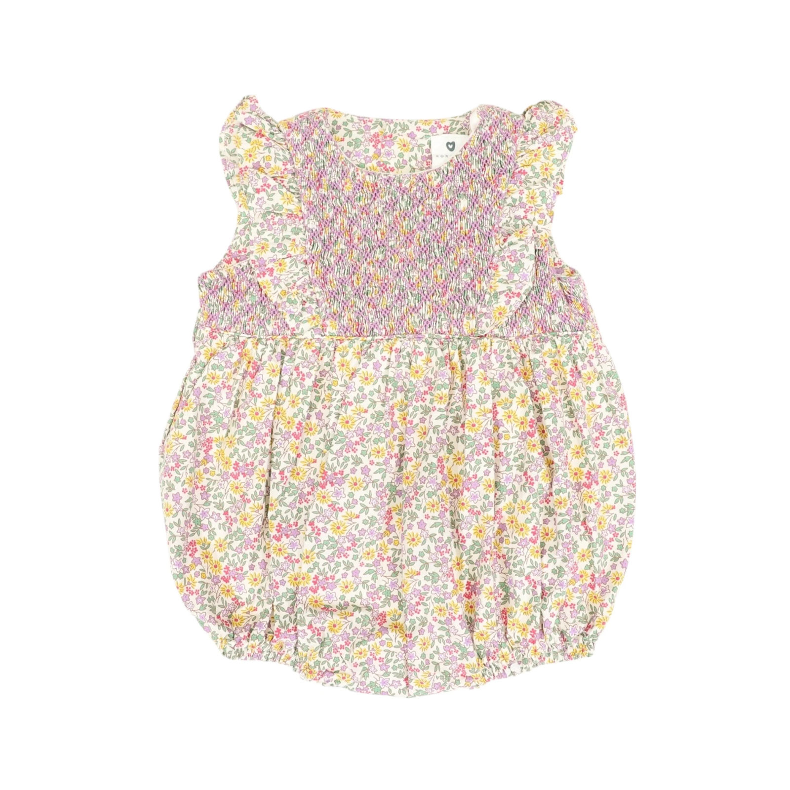 Floral Smocked Sunsuit - Yellow Floral