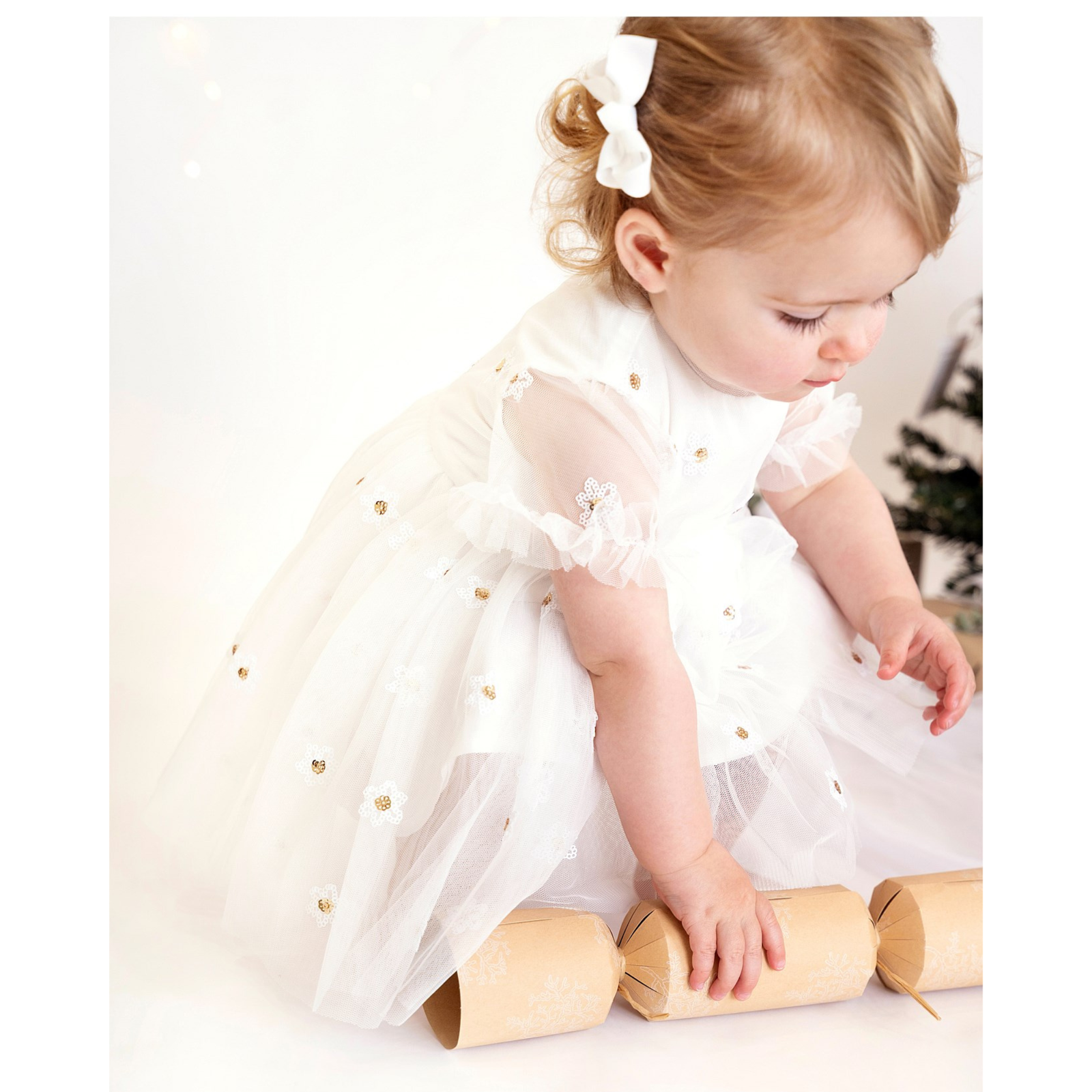 Bebe Festive White Sequin Daisy Dress