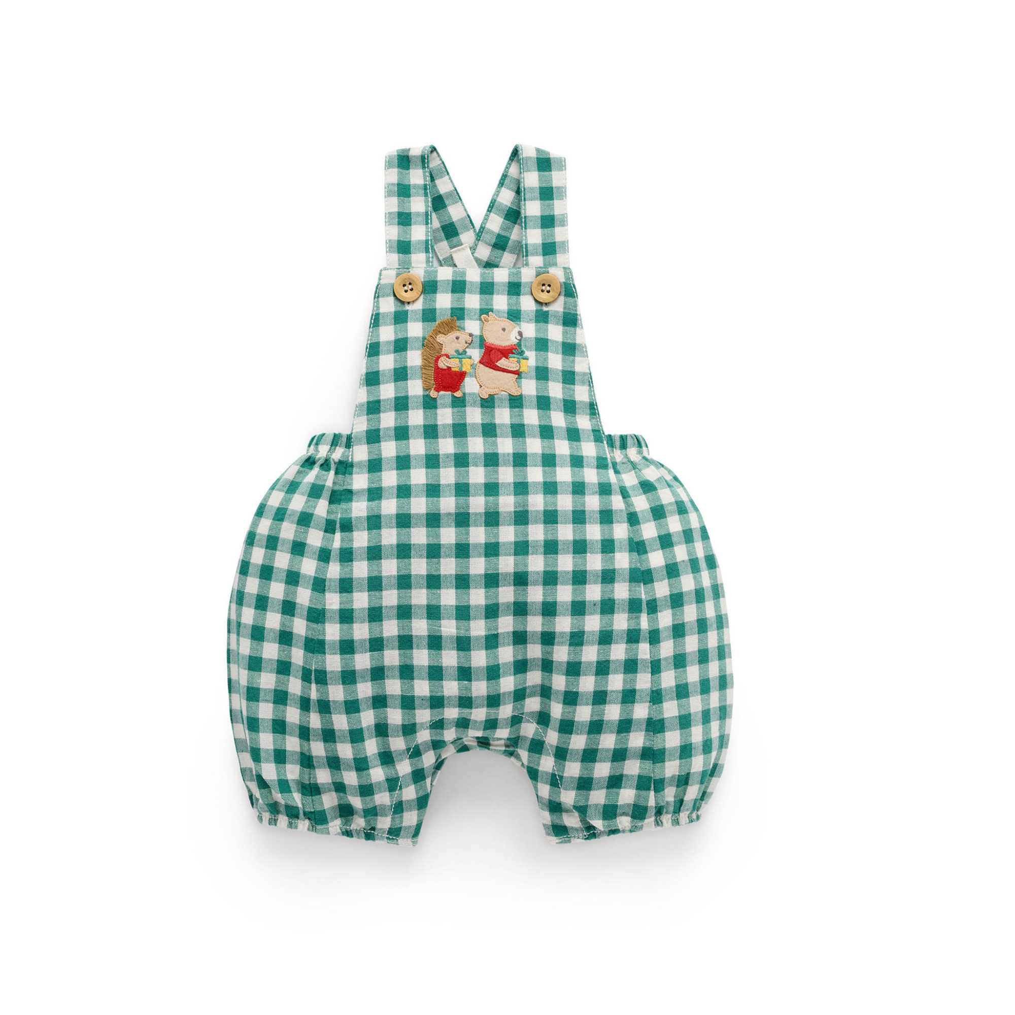 Purebaby Gingham Overalls - Coriander Gingham