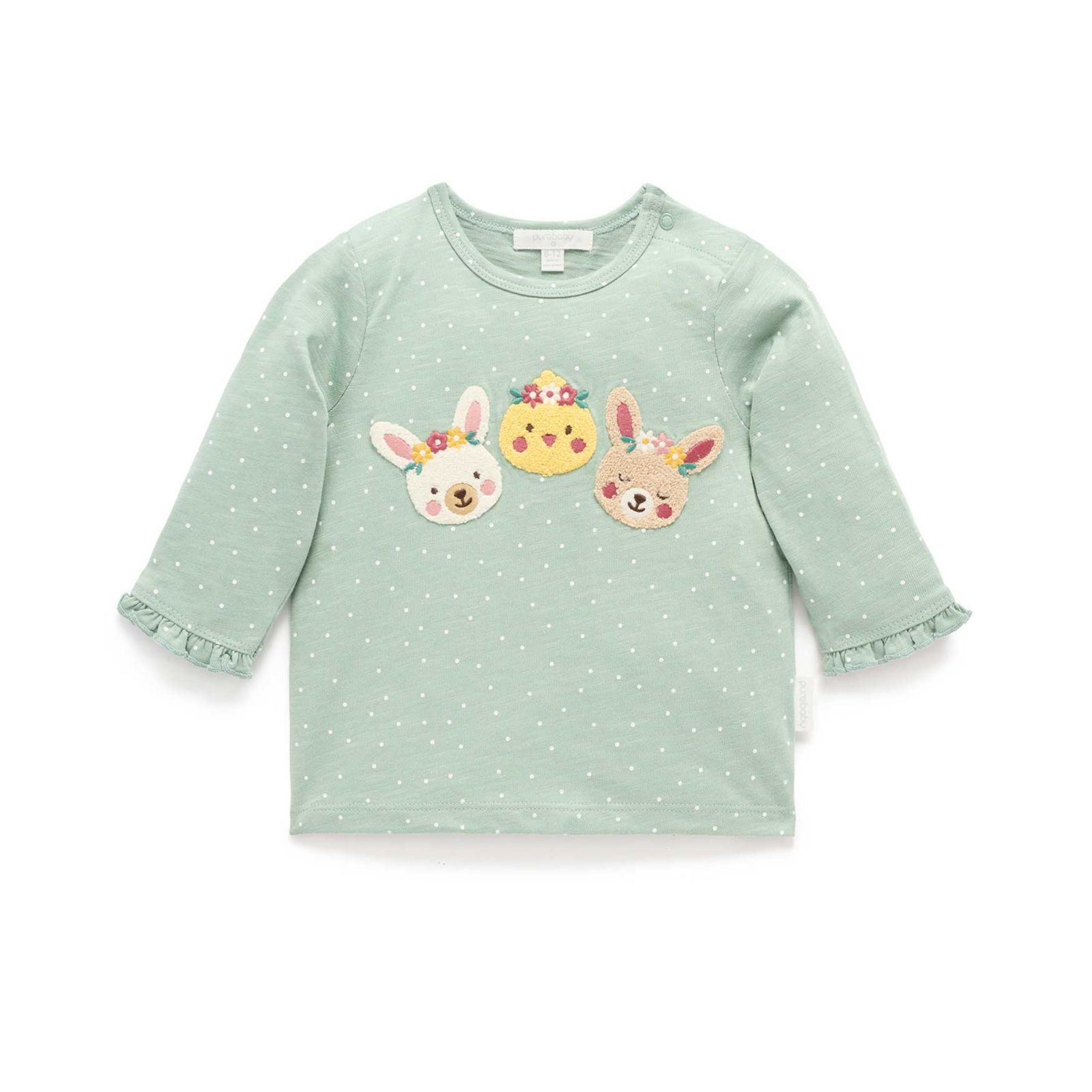 Purebaby Bunny Friends Tee - Sage Mini Spot