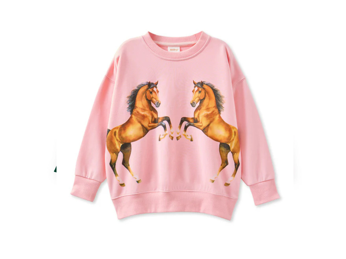 Milky Dancing Ponies Sweat - Rose Pink