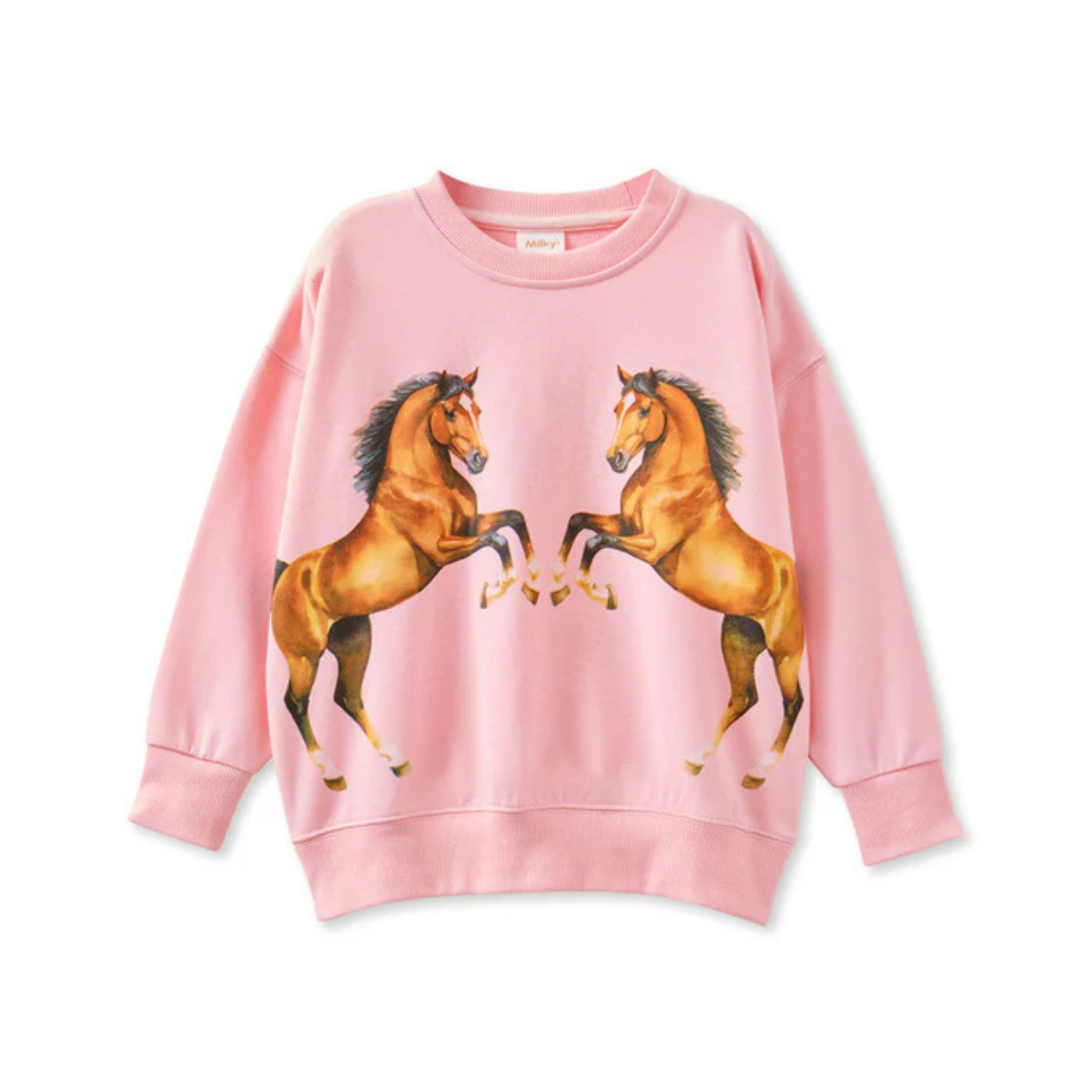 Milky Dancing Ponies Sweat - Rose Pink
