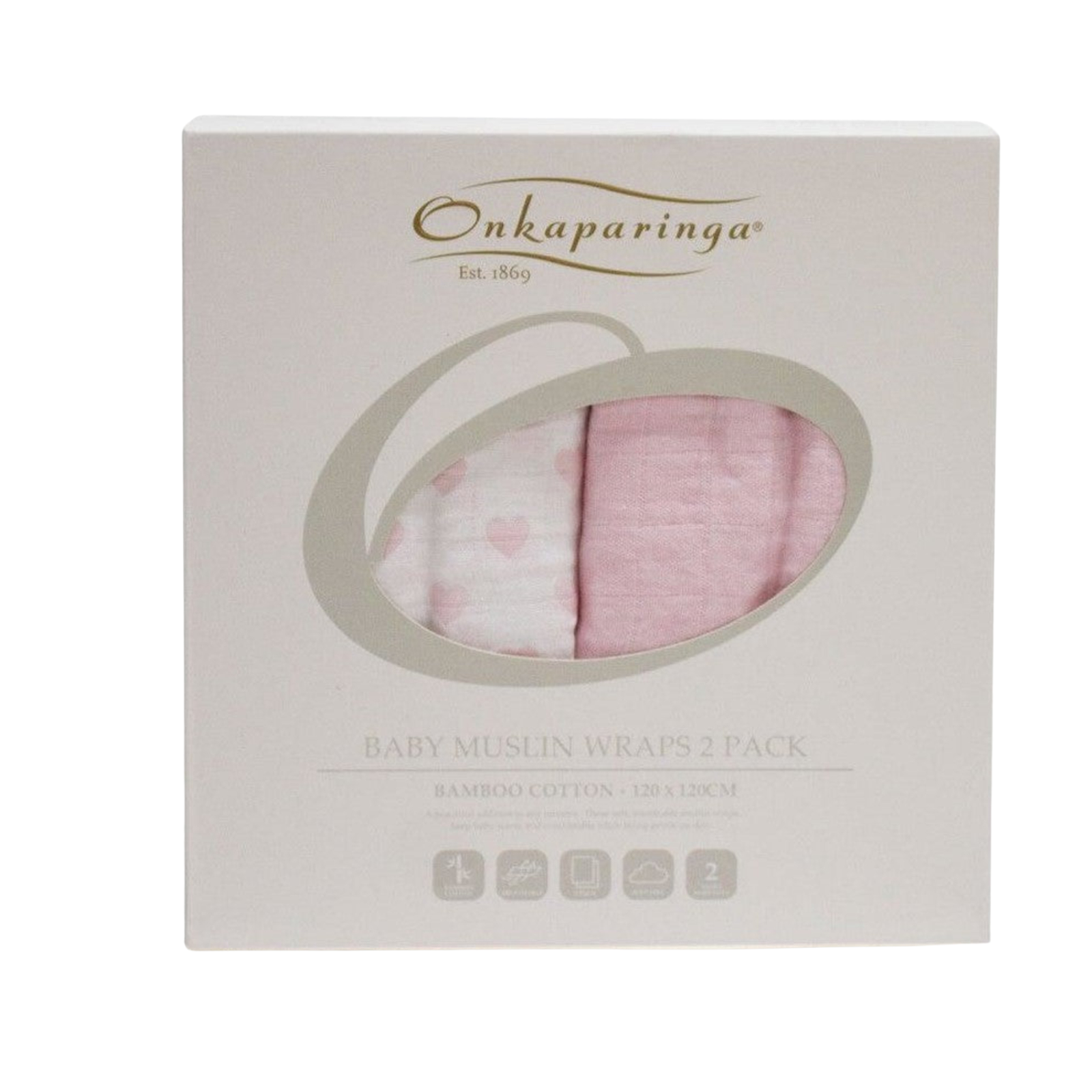 2PK Onkaparinga Baby Muslin Sleeping Blanket Swaddle Wrap Cotton Pink Spots