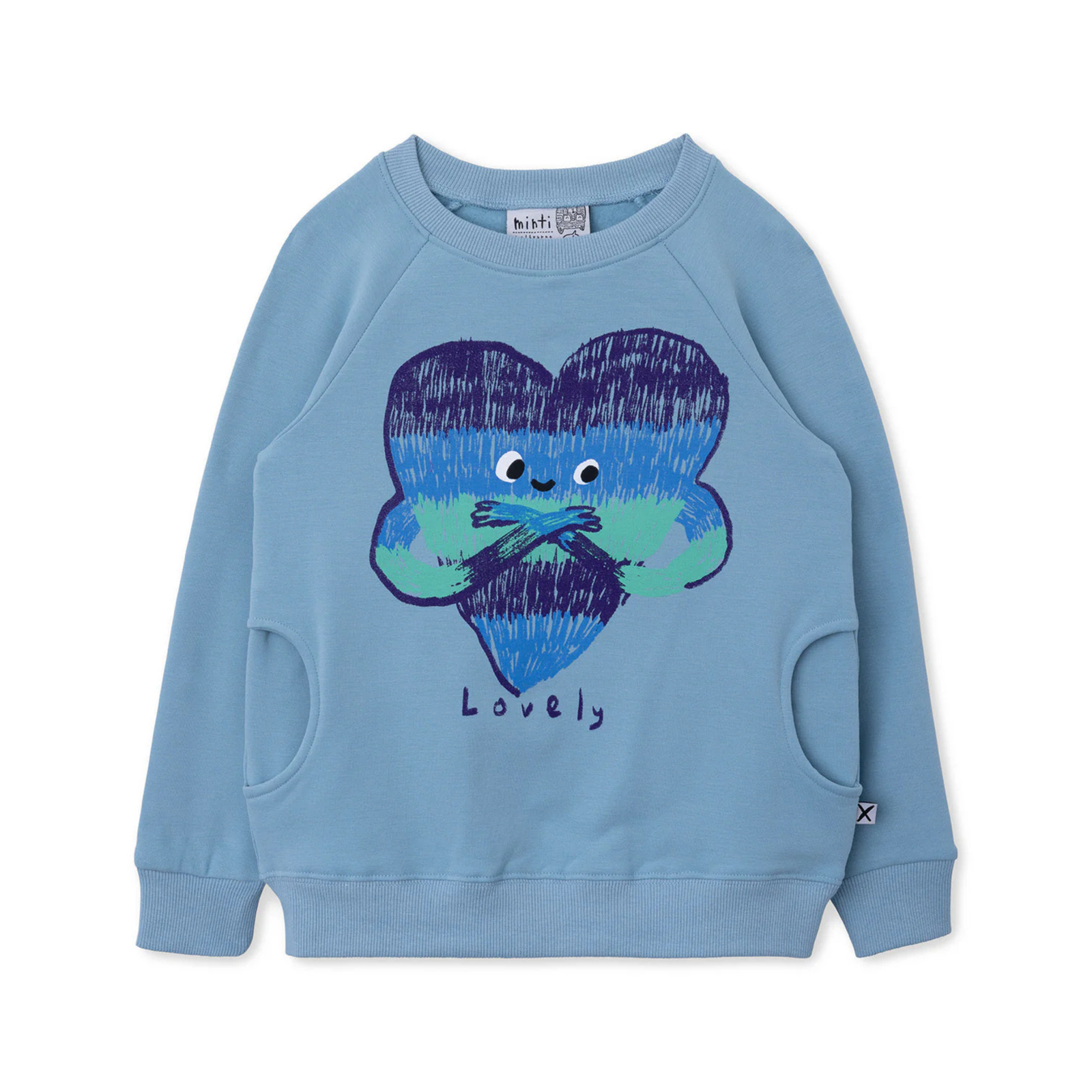 Minti Lovely Heart Furry Crew - Aqua