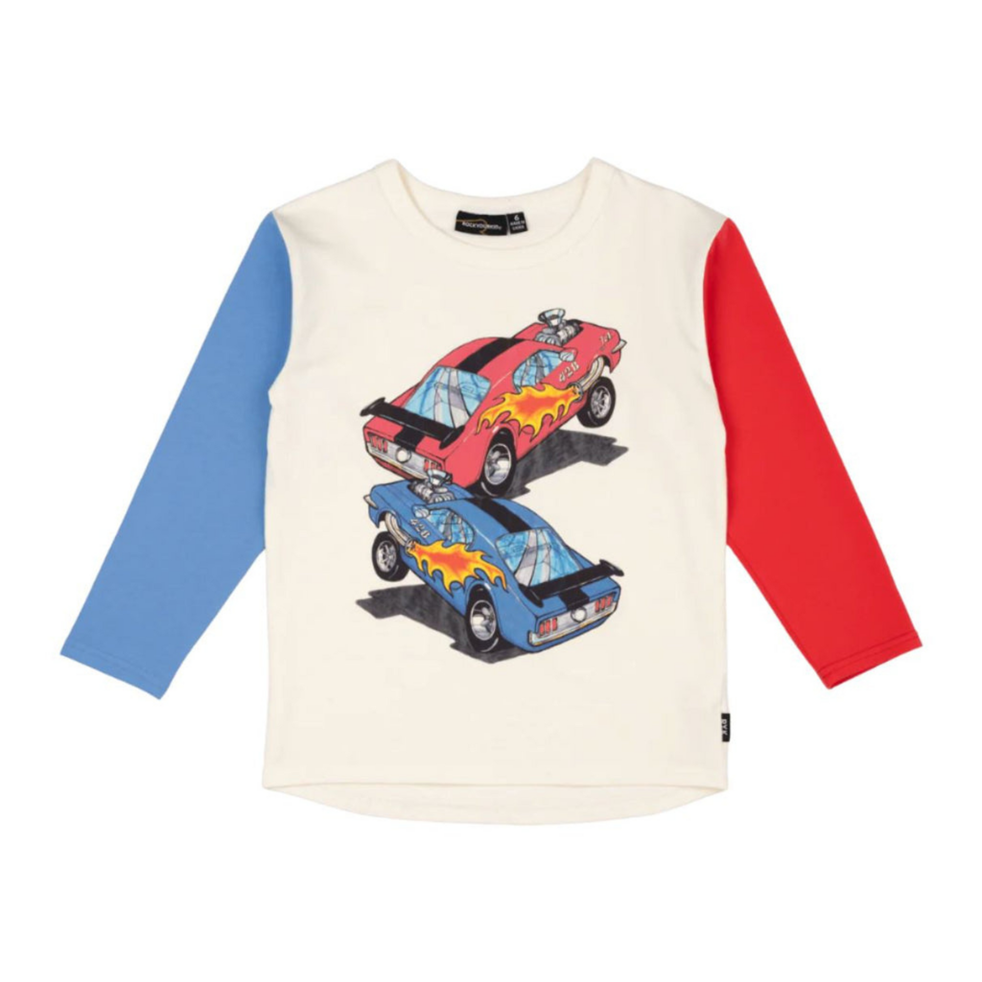 Rock Your Baby Cars Long Sleeve T-Shirt - Cream