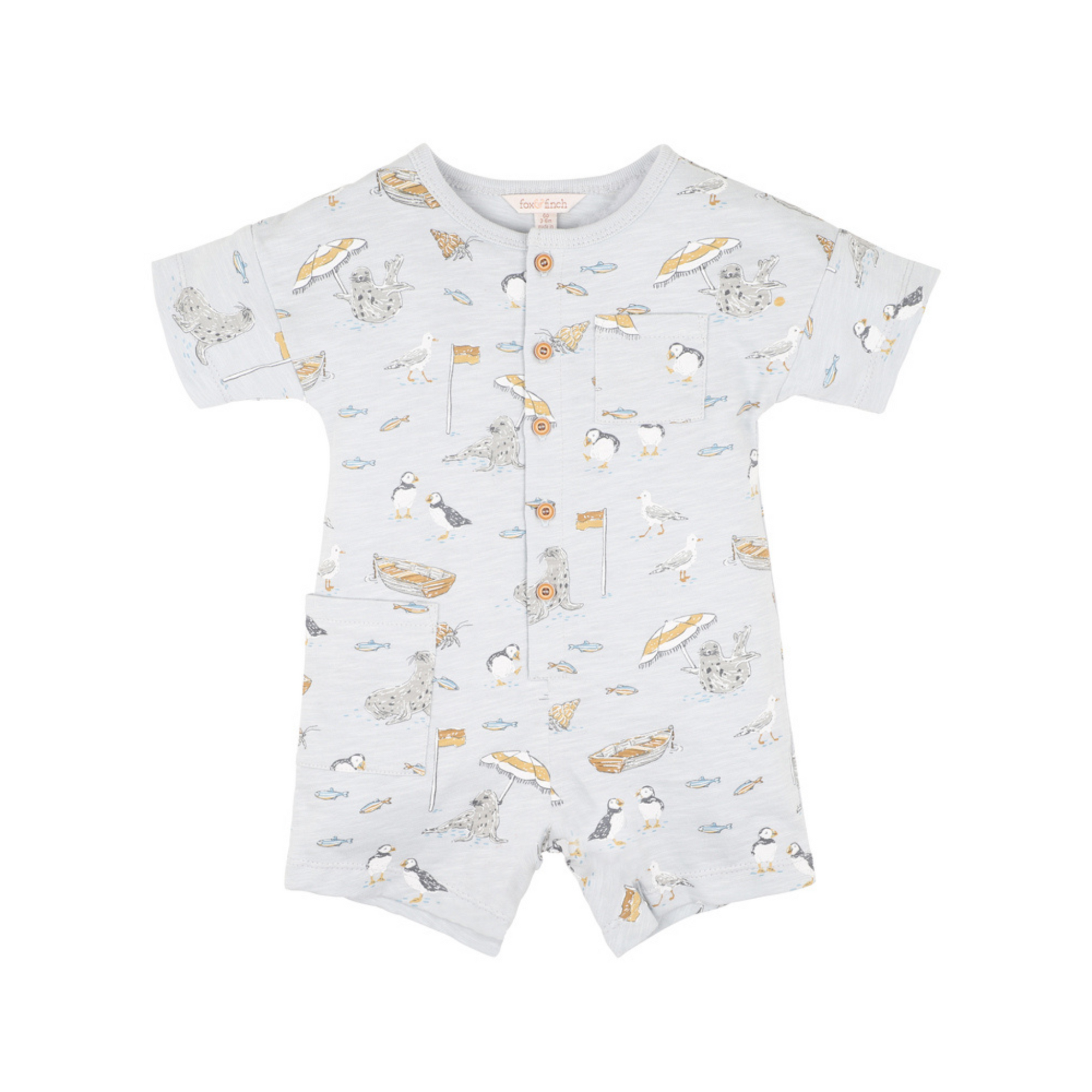 Fox & Finch Puffin Print SS Romper