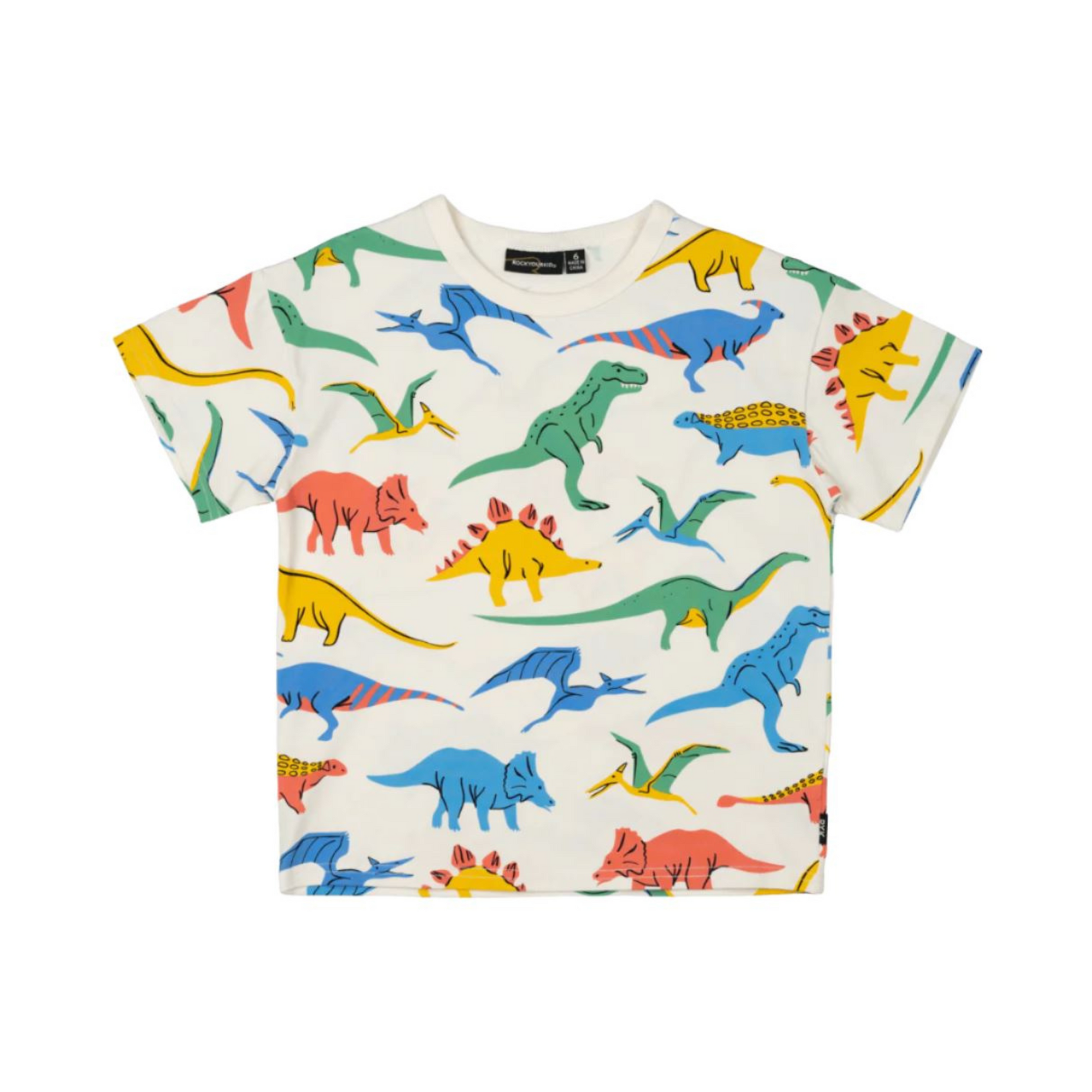 Rock Your Baby Dino Bright T-Shirt - Cream