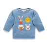 Purebaby Bunny Friends Jumper - Bluestone  Melange