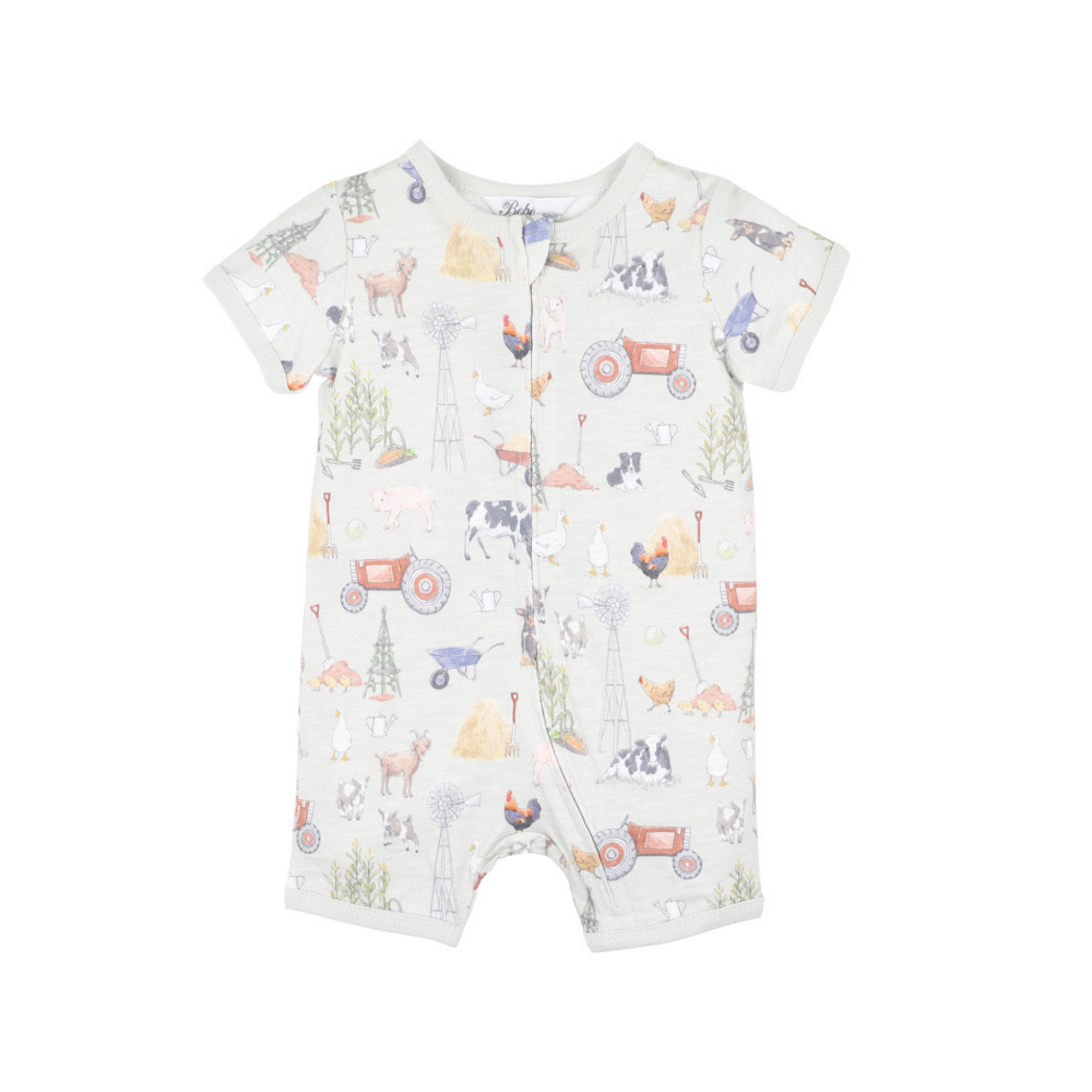 Bebe Chester Print SS Zip Romper