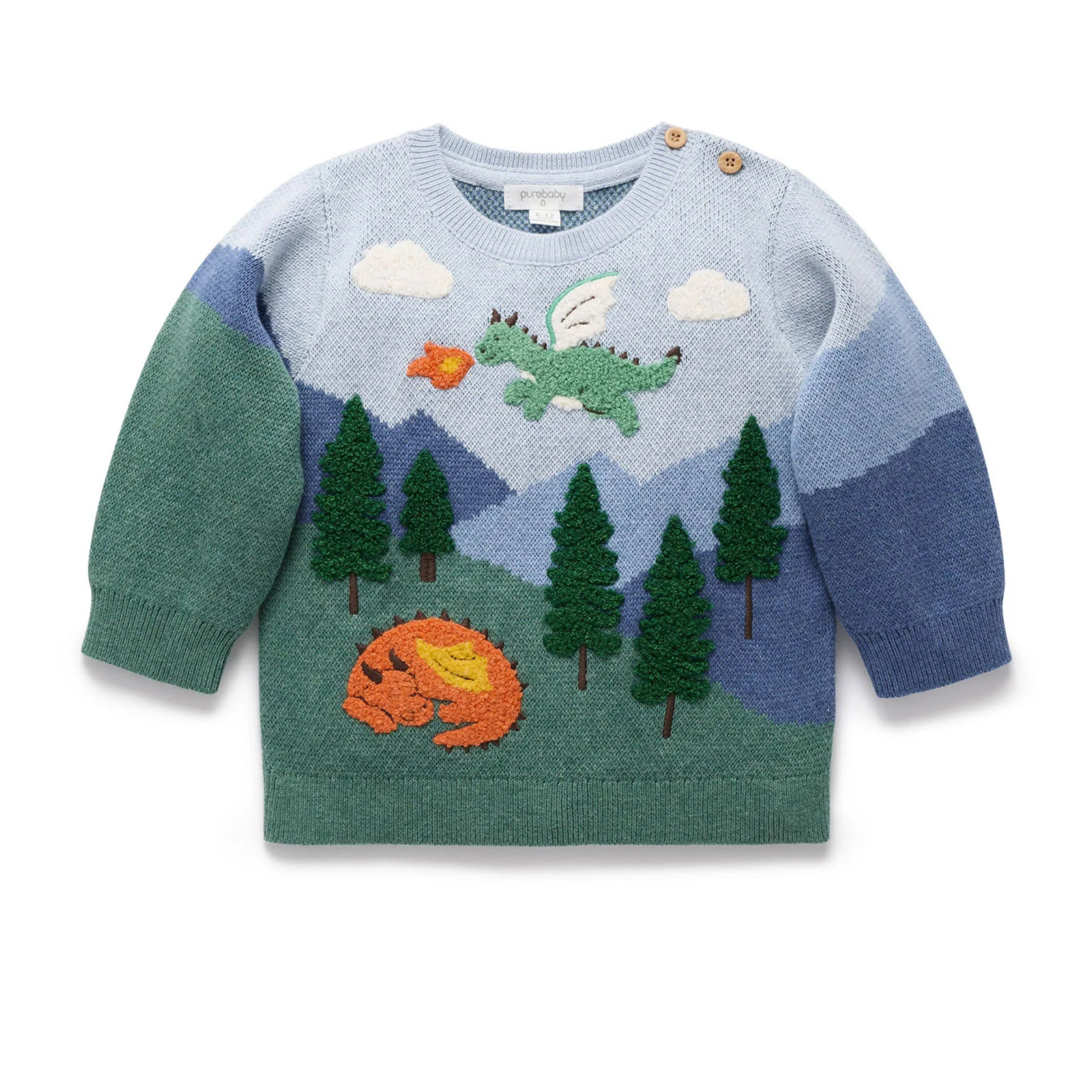 Purebaby Dragon Mountain Jumper - Dragon Jacquard