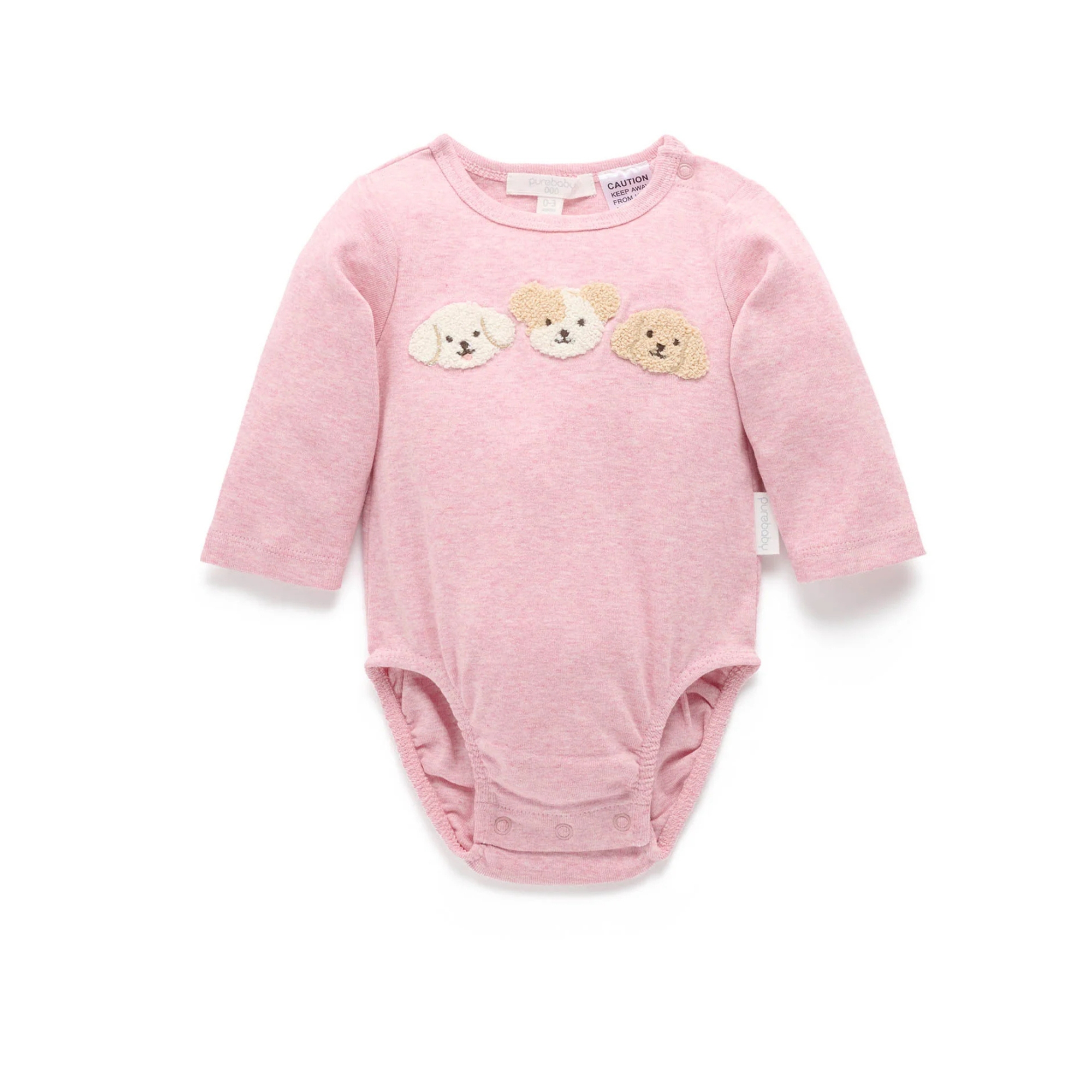 Puppy Applique Bodysuit - Petunia Melange