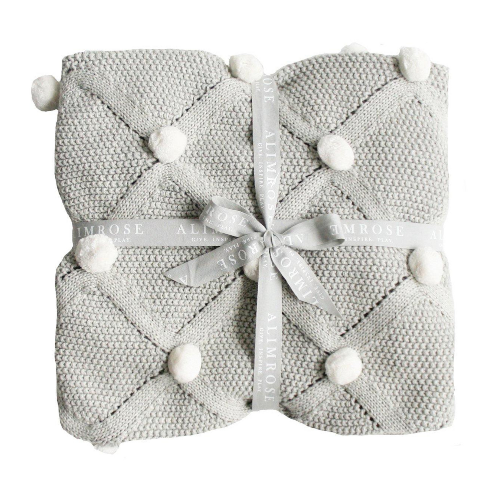 Alimrose Pom Pom Blanket Grey/White