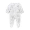 Purebaby Premmie Velour Growsuit - White With Grey Spots