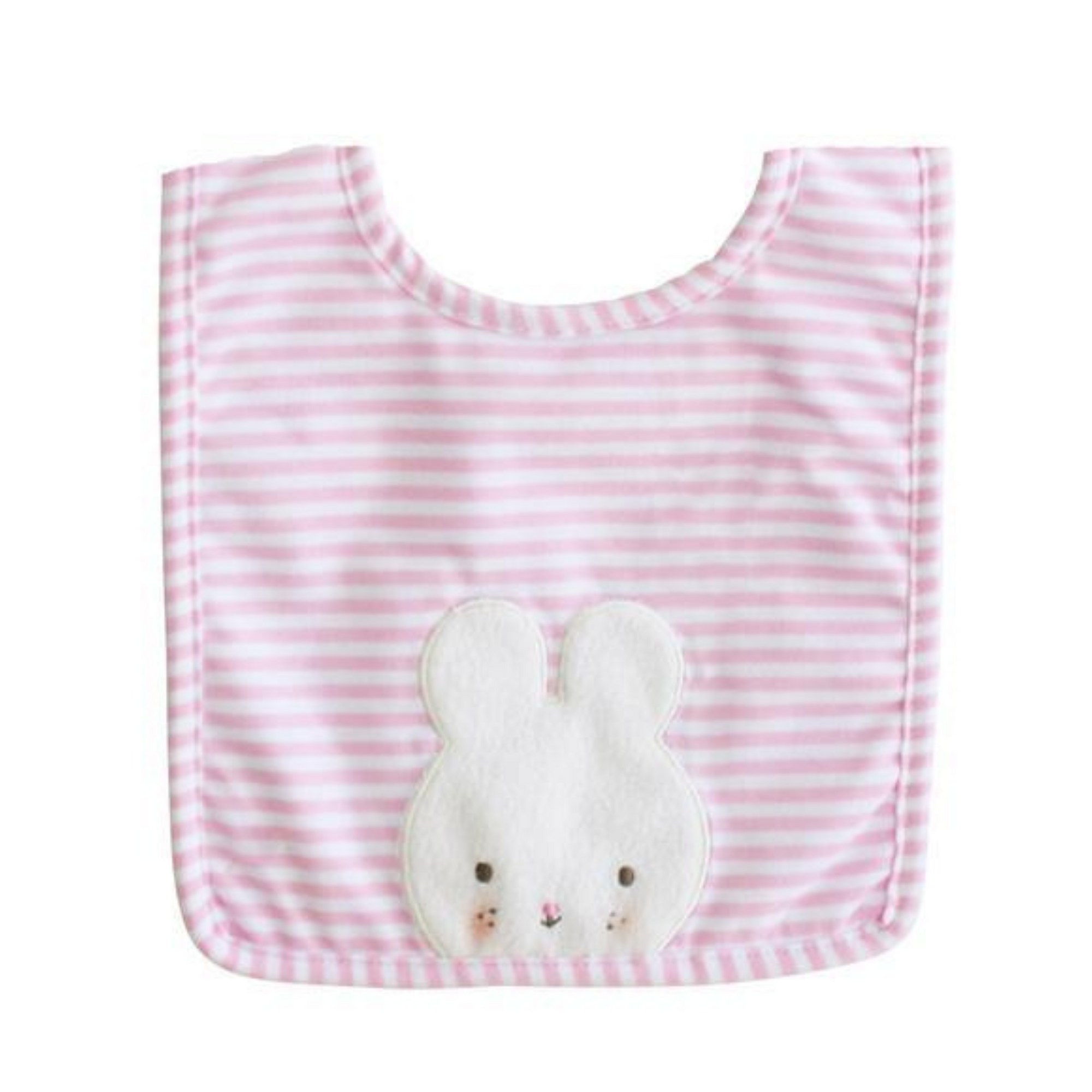 Alimrose Bib - Bunny Appliqué Pink Stripe