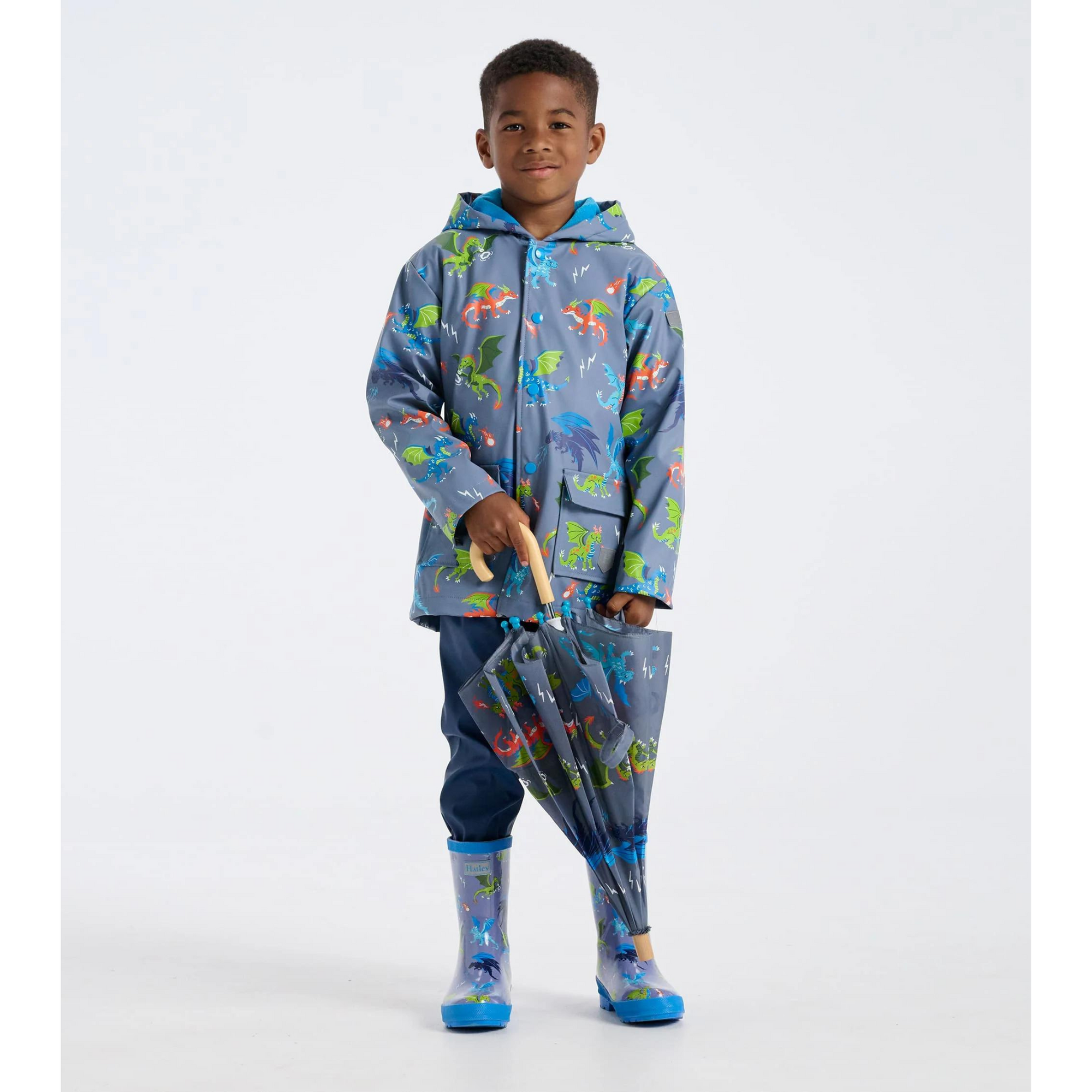 Hatley Dragon Realm Raincoat - Bering Sea