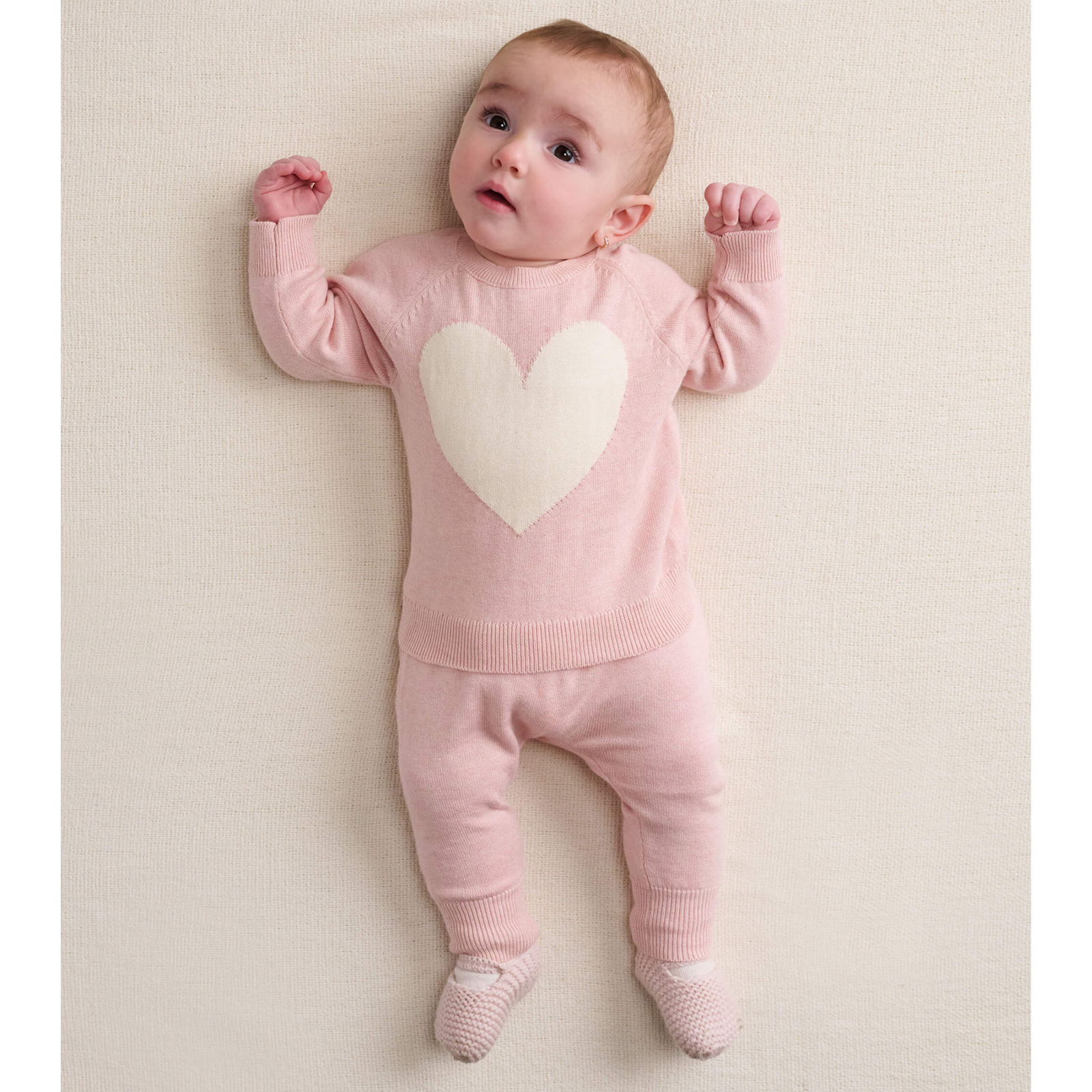 Hatley Rose Melange Pull On Sweater Pant - Bridal Rose Melagne