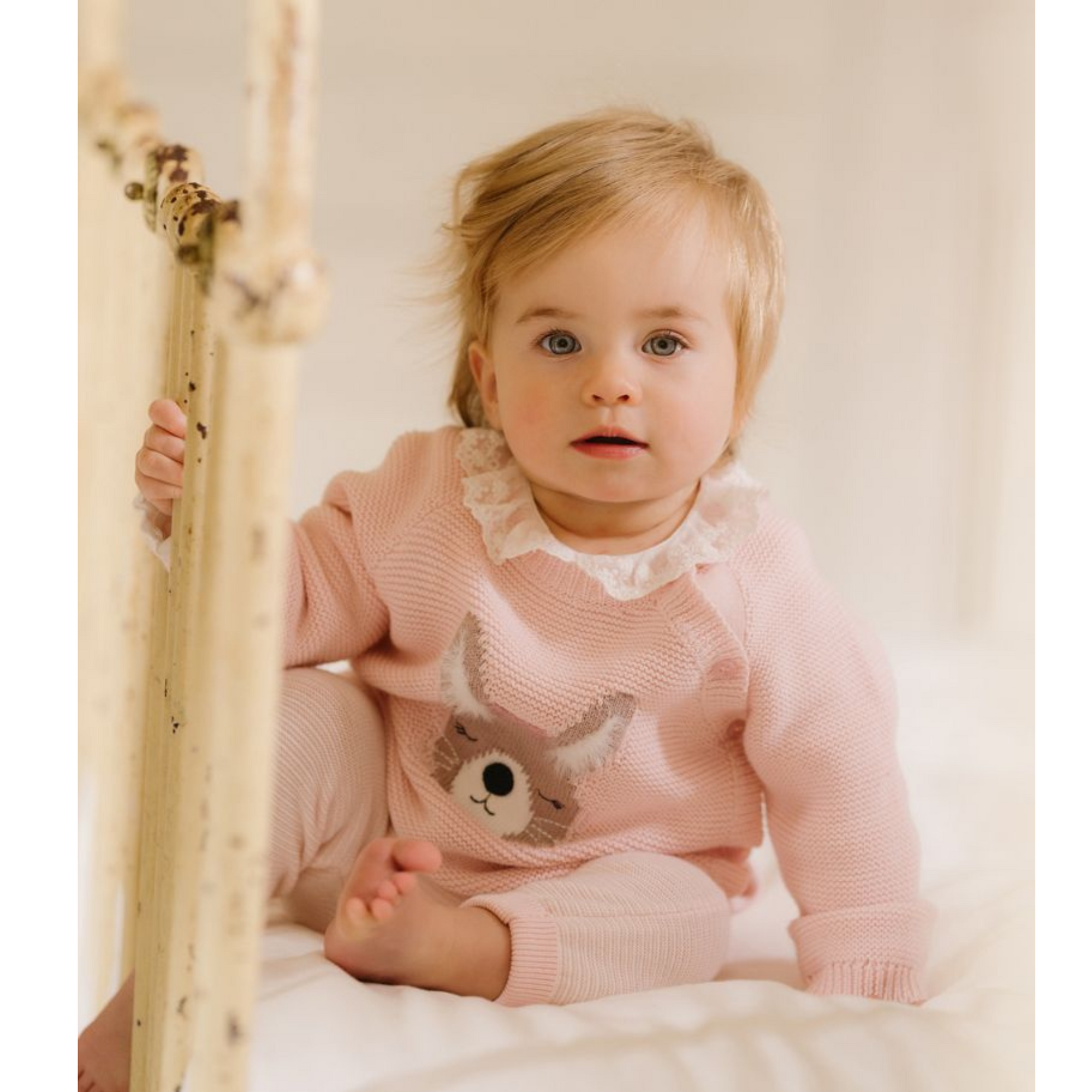 Bebe Ciara Bunny Knitted Jumper - Soft Pink