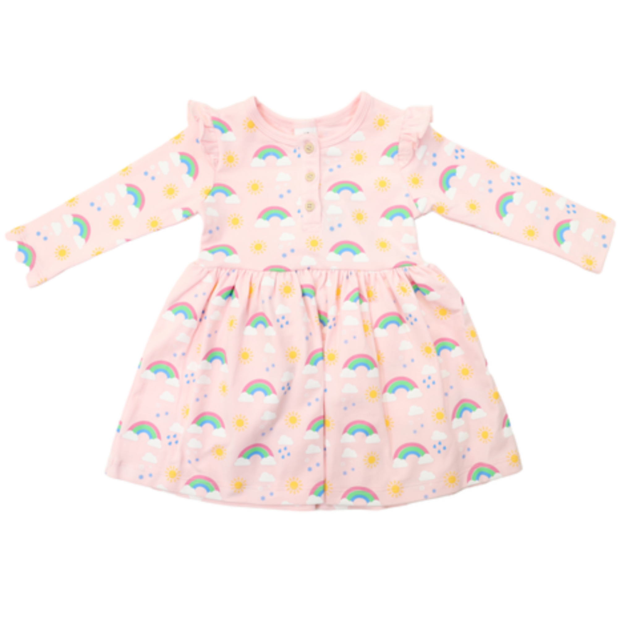 Korango Rainbow Print Cotton Stretch  Dress - Fairytale Pink