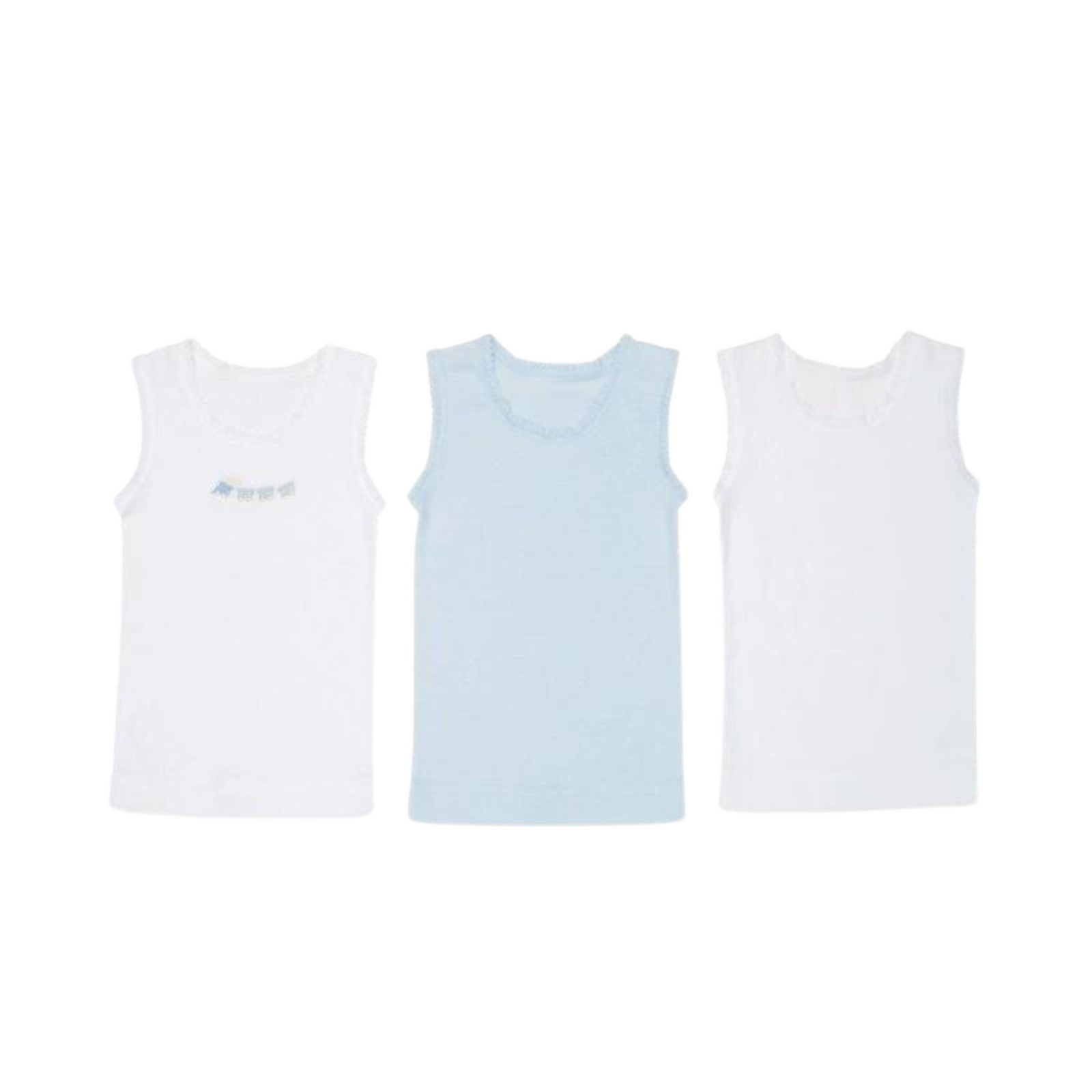 Marquise Embroidered Singlet 3 Pack in Blue - Train