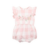 Lara Embroidered Romper - Pink Check