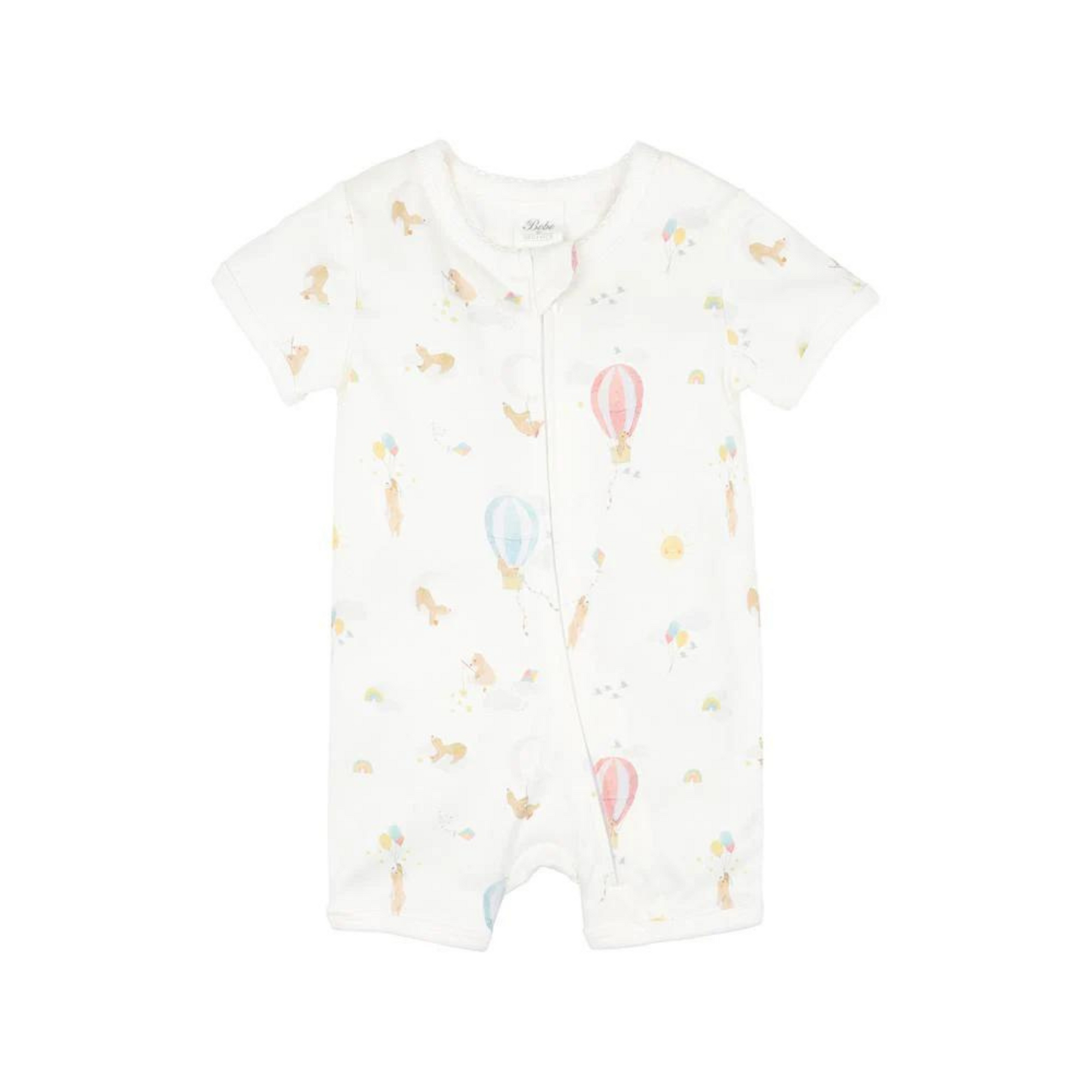 Bebe Morgan Print SS Zip Romper