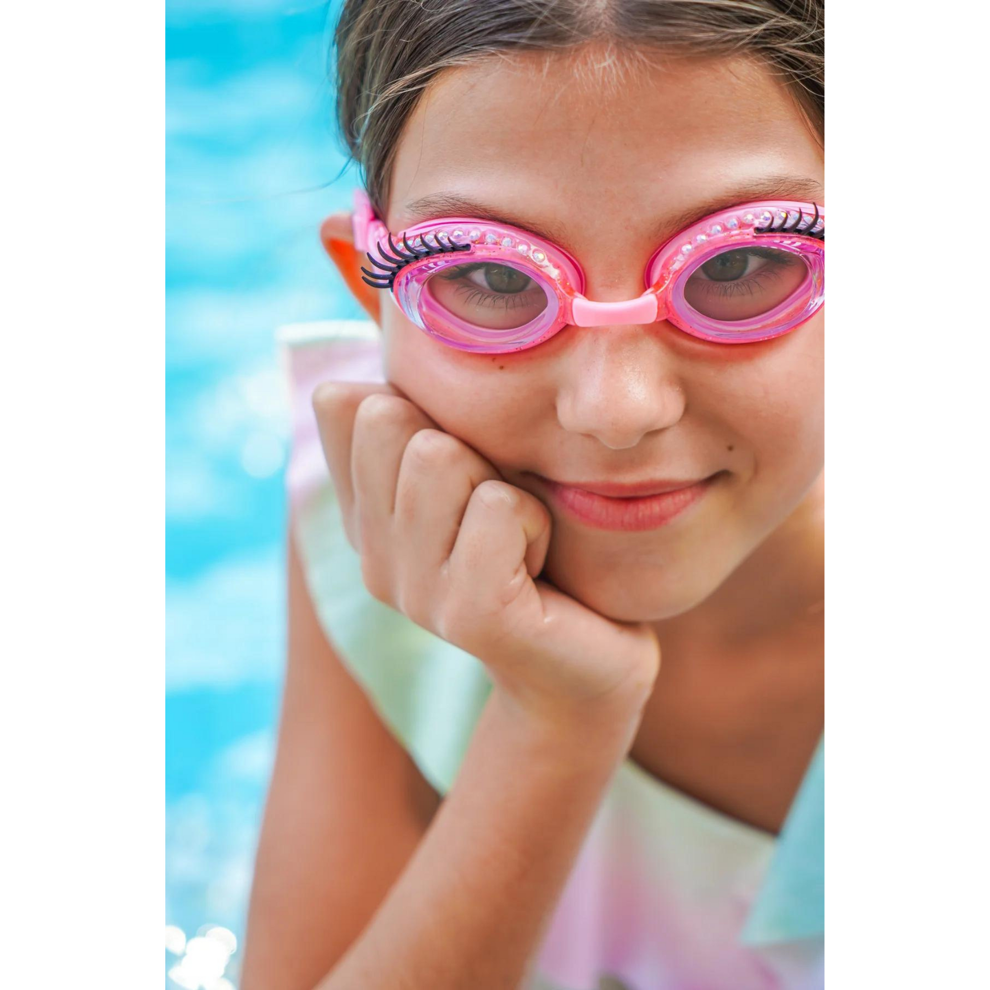 Splash Lash Powder Puff Pink Swim Goggles - Bling2o