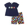 Korango Flower Print Cotton Bike Shorts - Navy