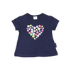 Korango Flower Heart Print Top - Navy