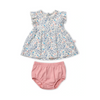 Marquise Dress &amp; Bloomer Set in Leaves/Rose