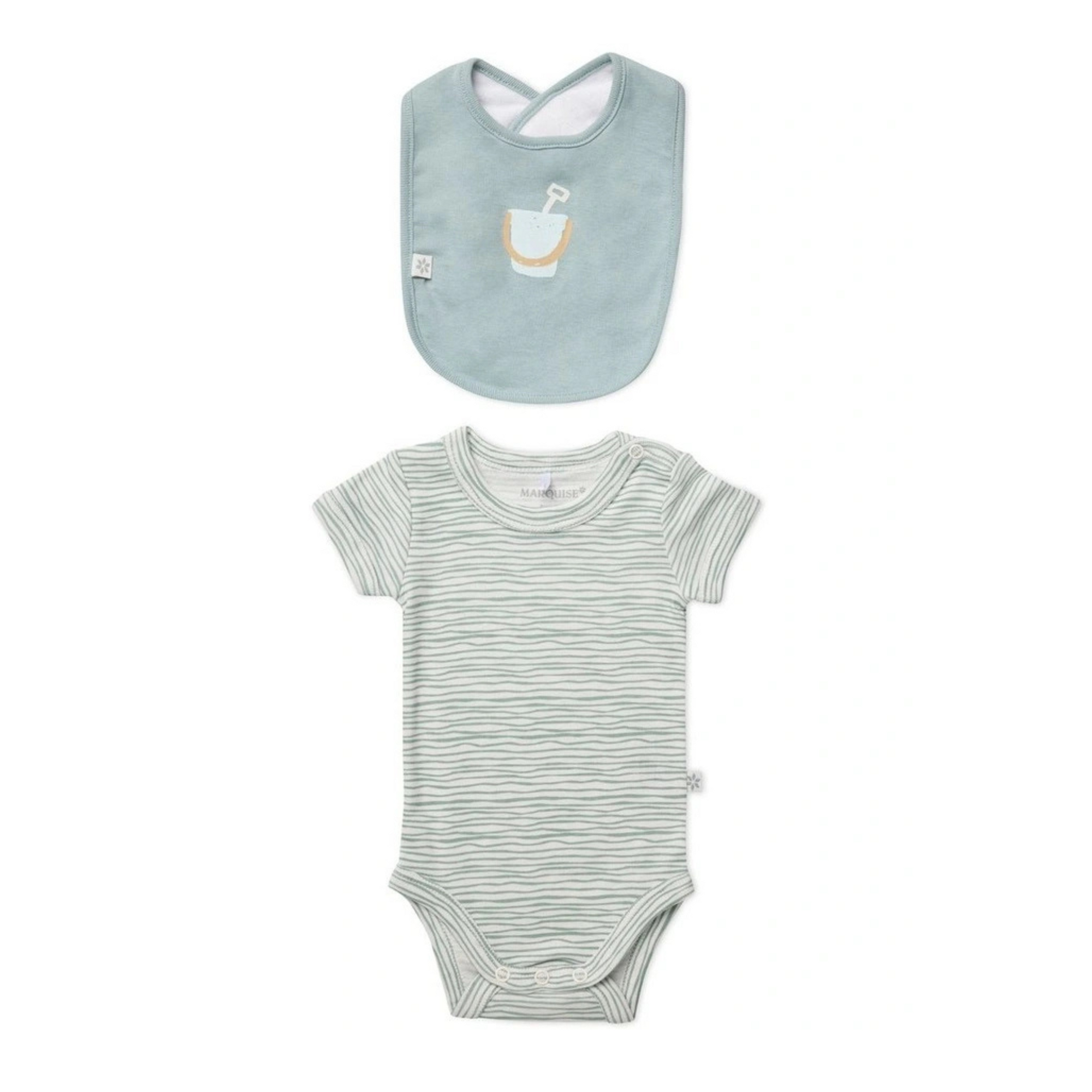 Marquise  Bodysuit and Bib Set in Wave Stripe