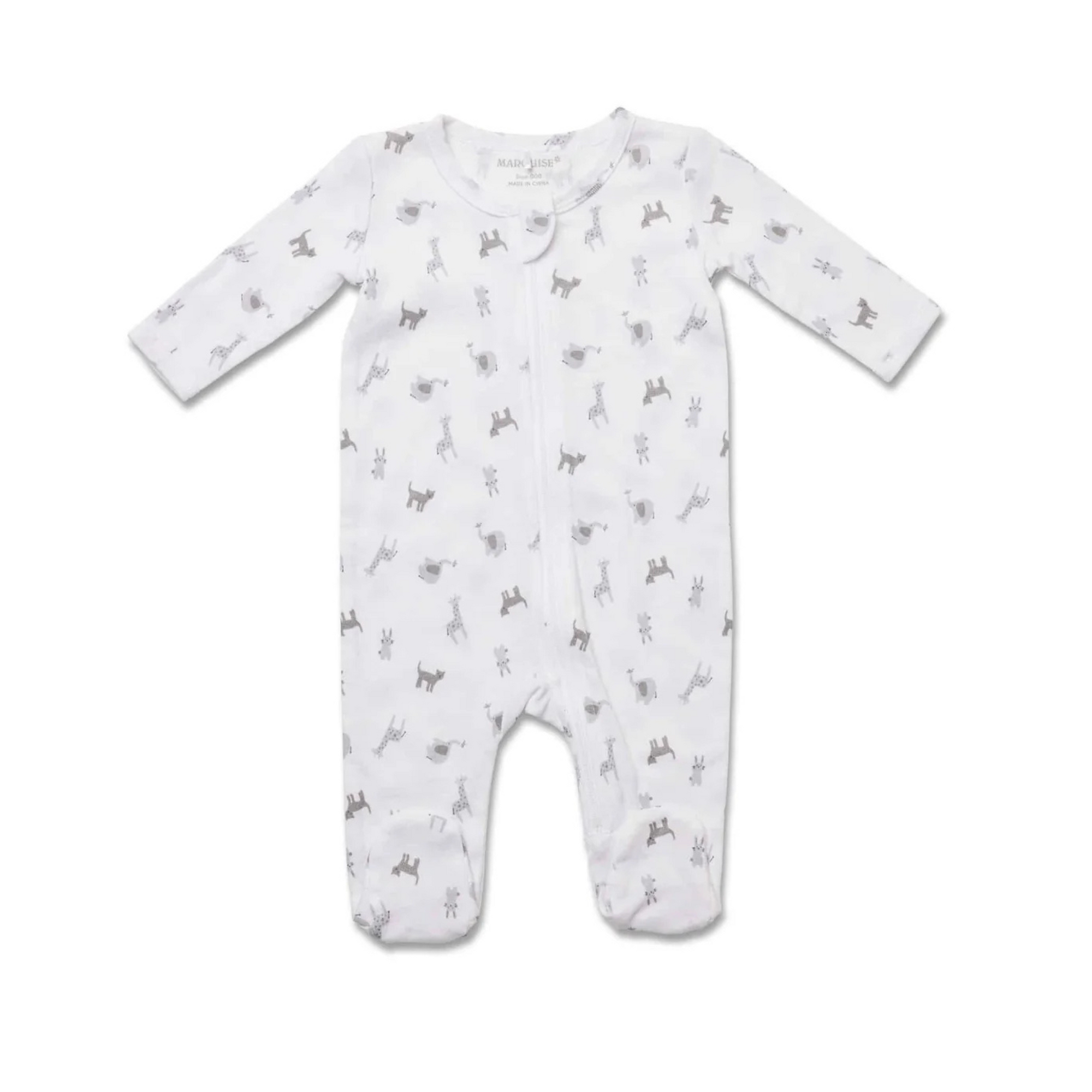 Marquise Grey Animals Zipsuit