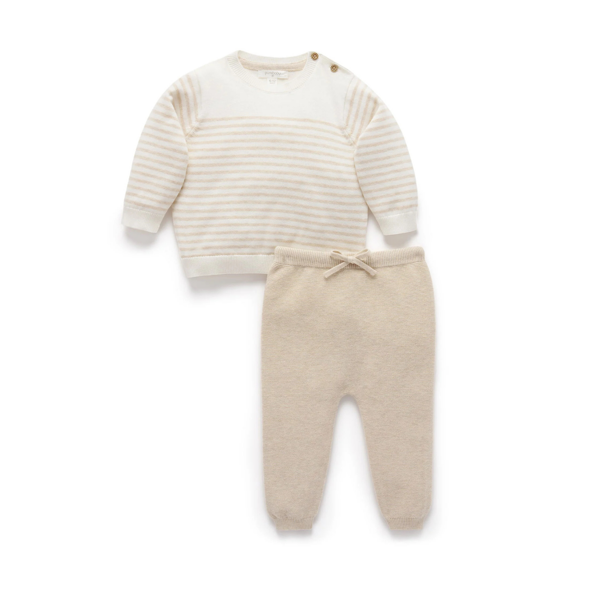 Purebaby Sand Stripe Knitted Set