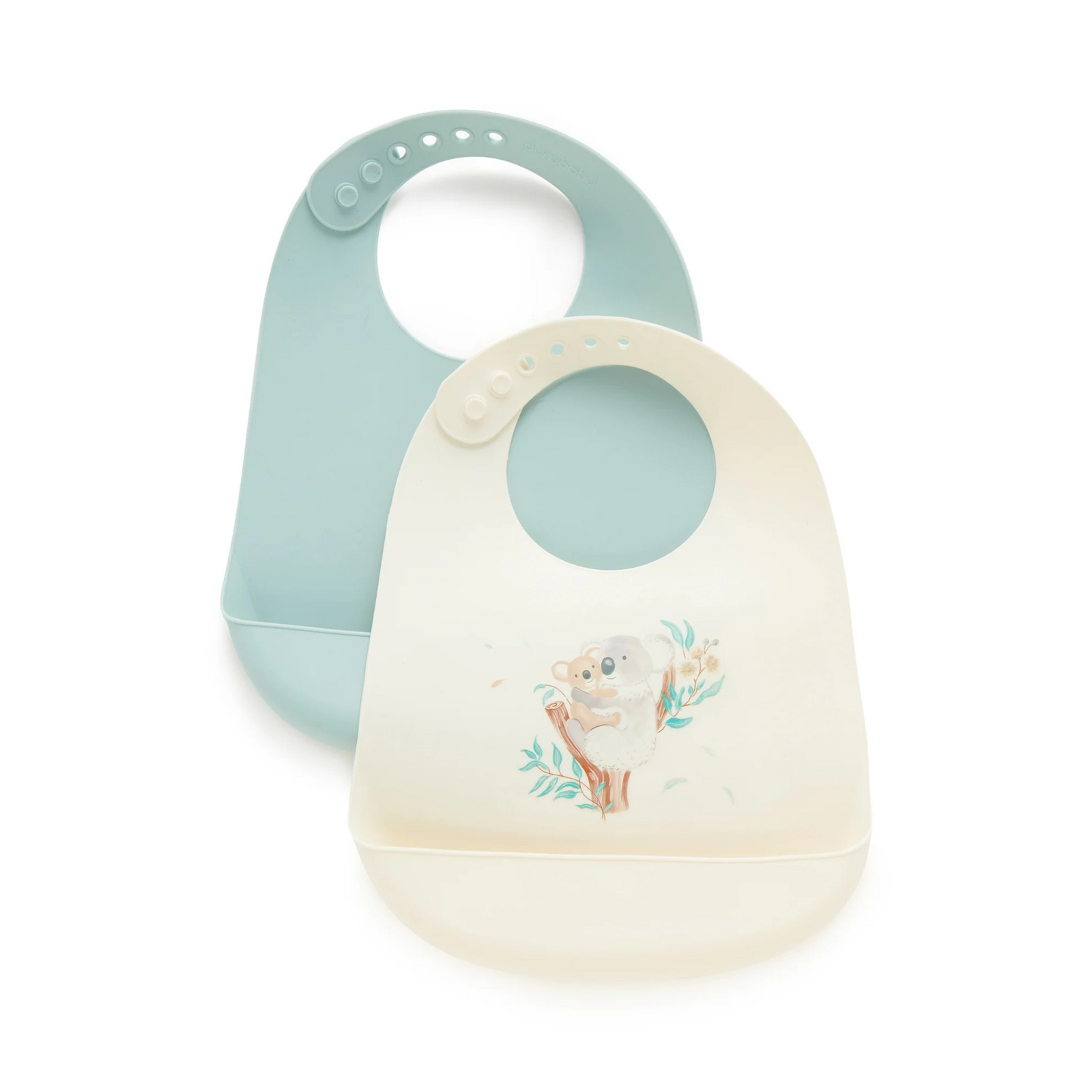 Purebaby Koala 2 Pack Silicone Bib